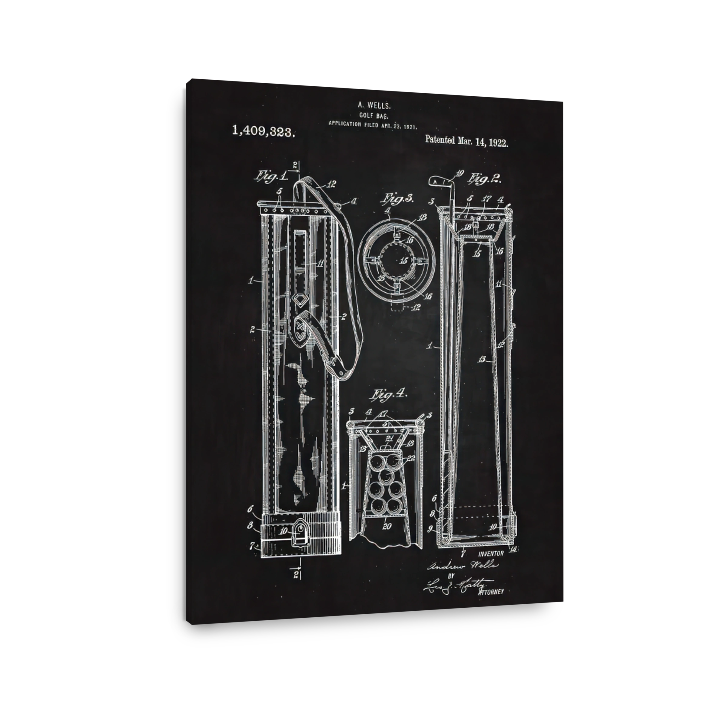 Vintage Golf Bag Blueprint