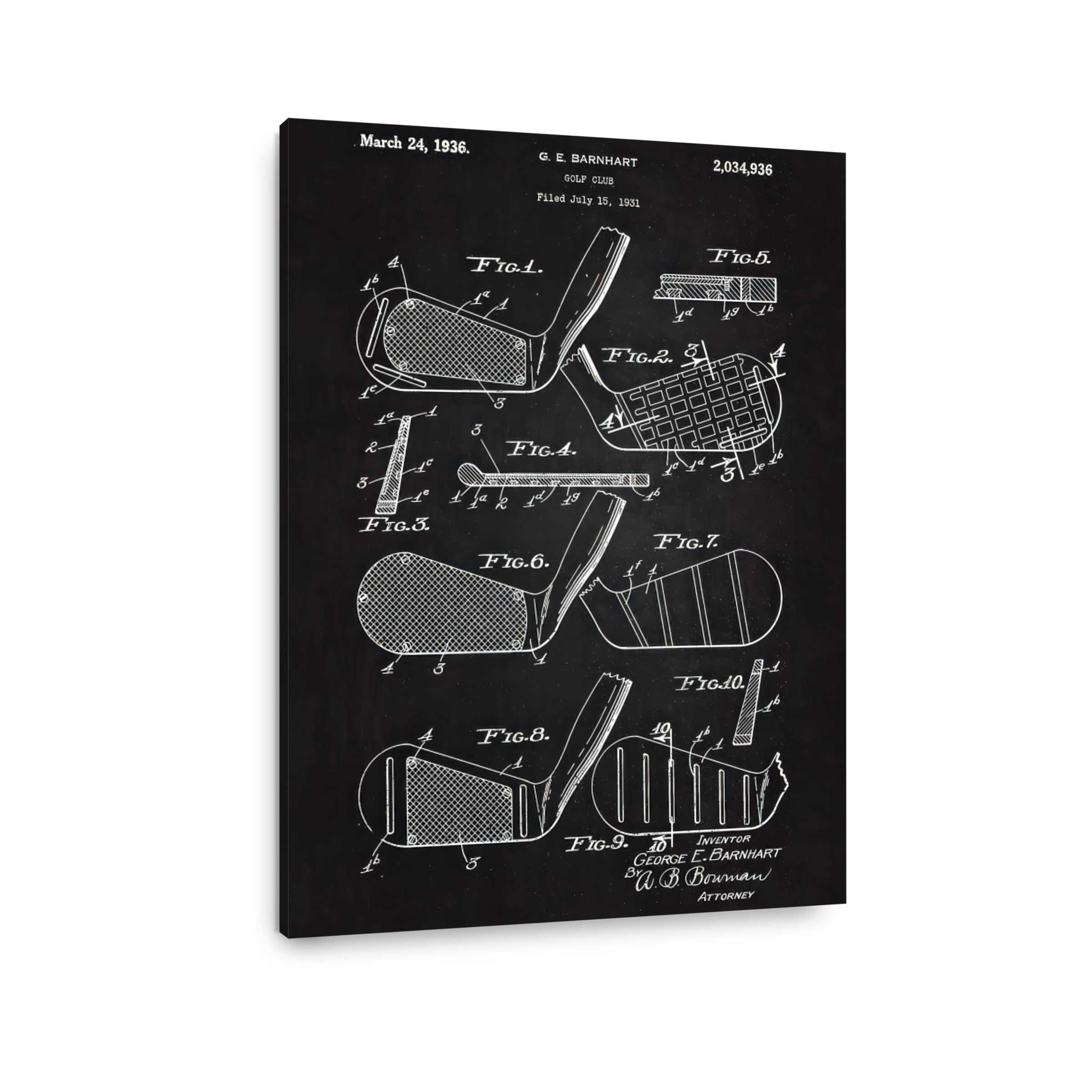 Vintage Golf Club Patent Blueprint