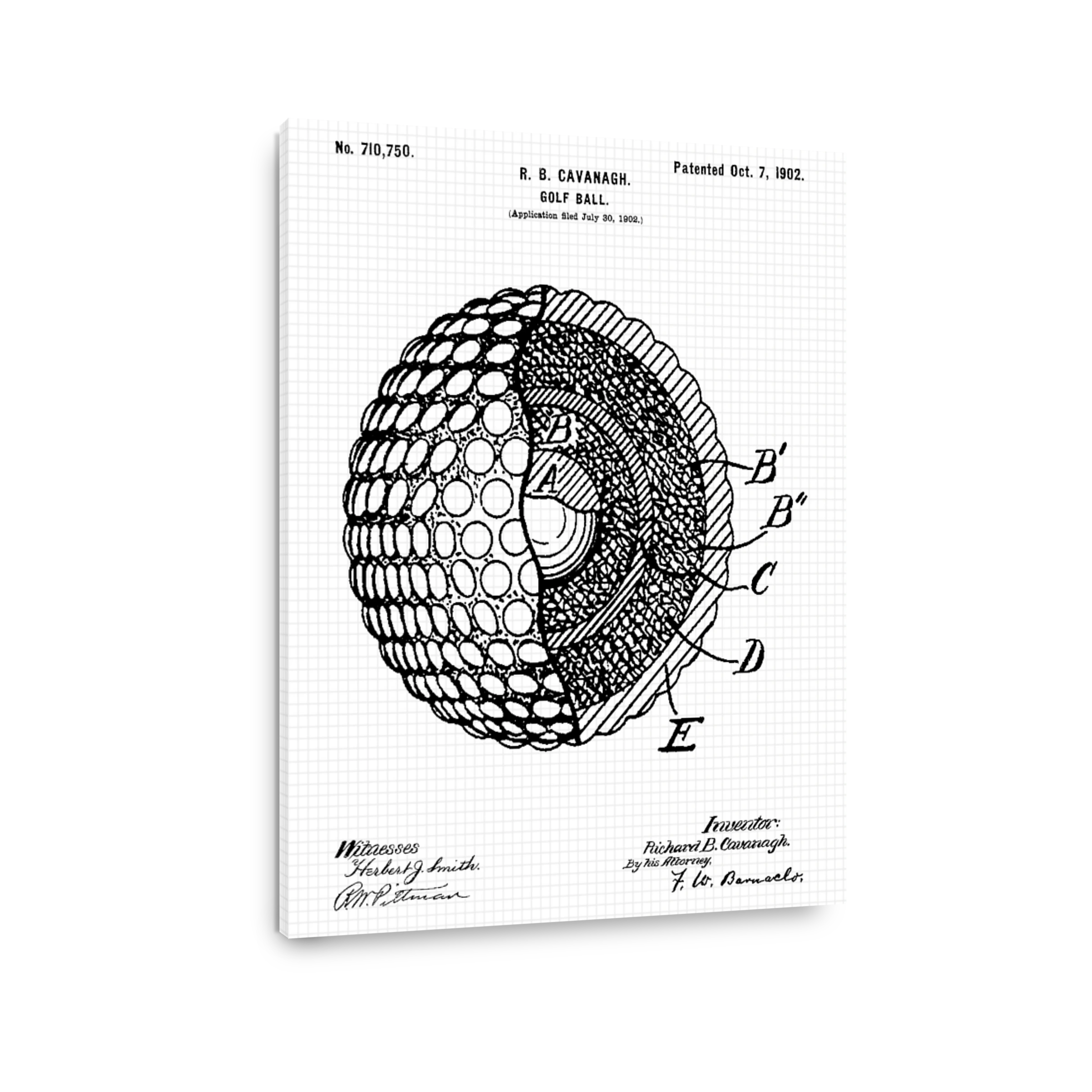 Vintage Golf Ball Patent Blueprint