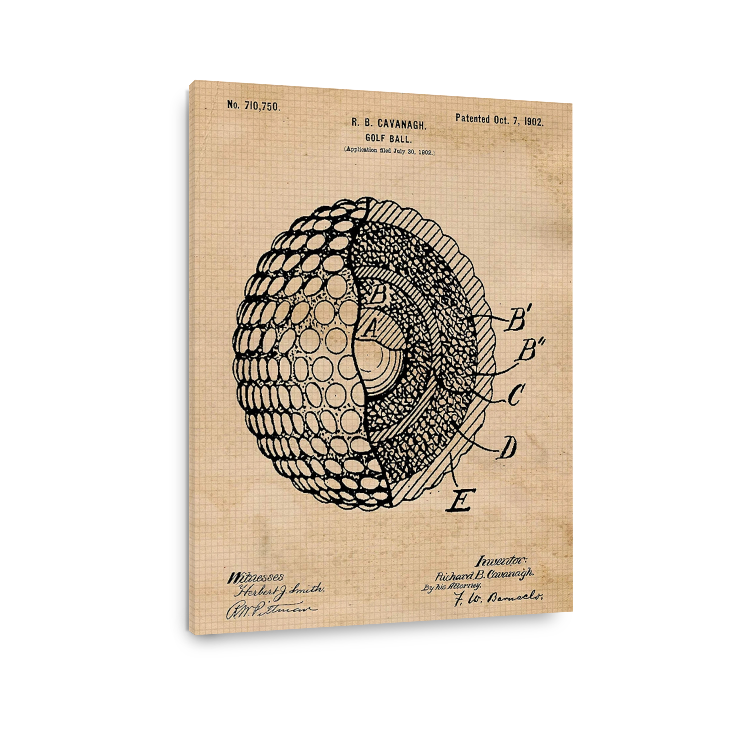 Vintage Golf Ball Patent Drawing