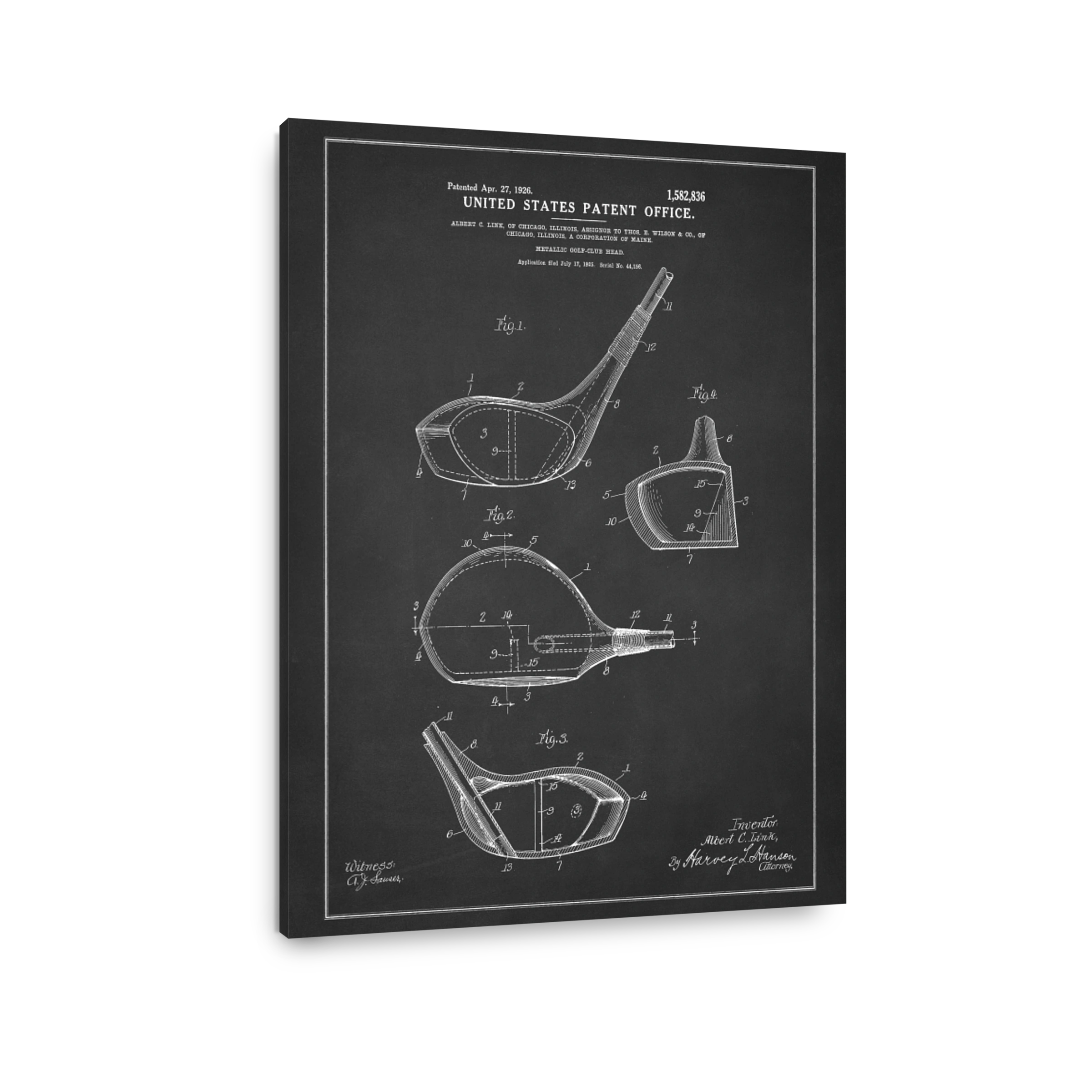 Vintage Golf Club Head Patent Blueprint