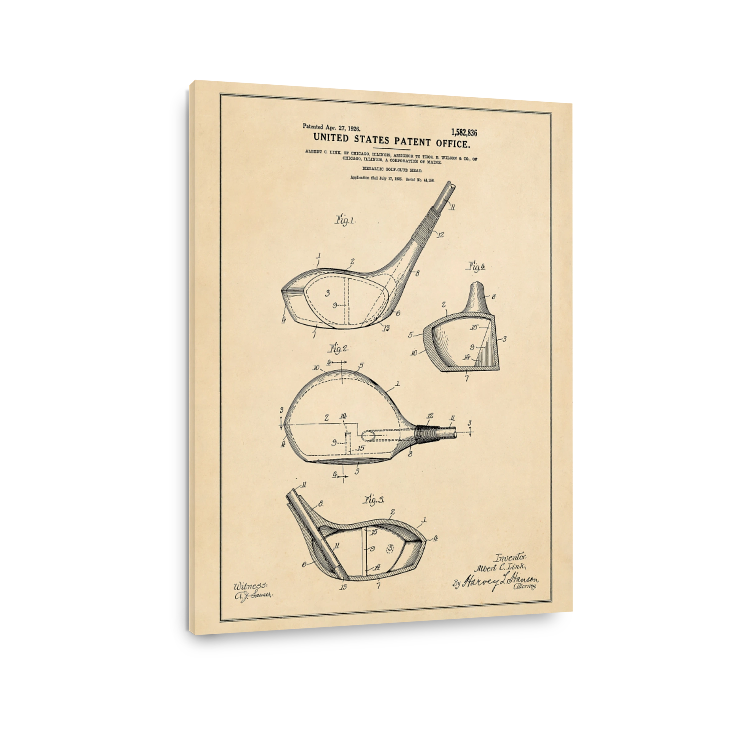 Vintage Golf Club Head Patent Drawing