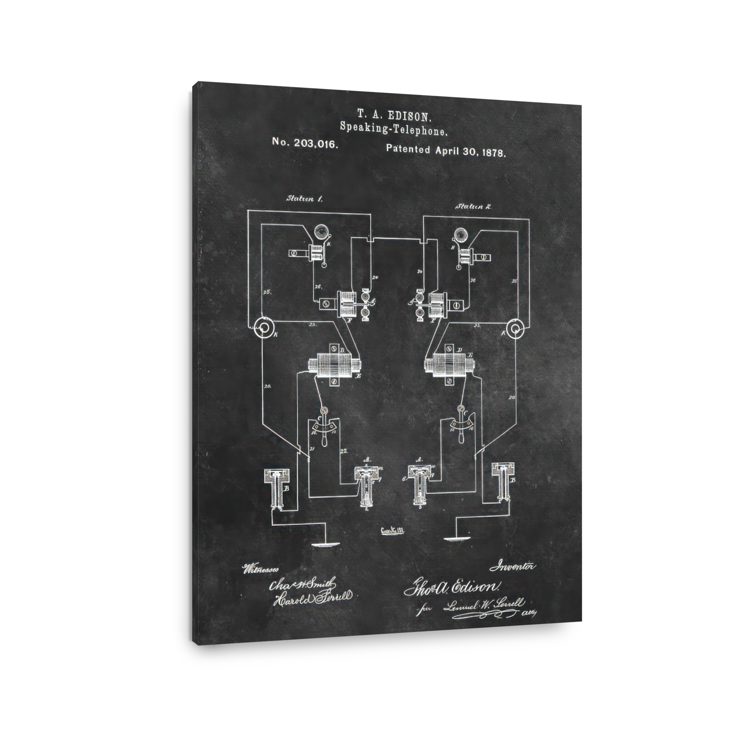 Edison Speaking Telephone Patent Blueprint