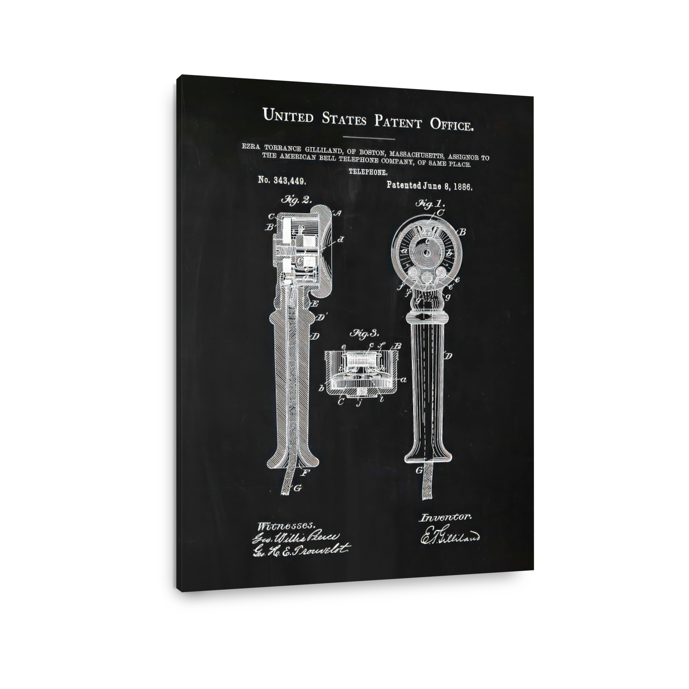 Vintage Telephone Patent Blueprint
