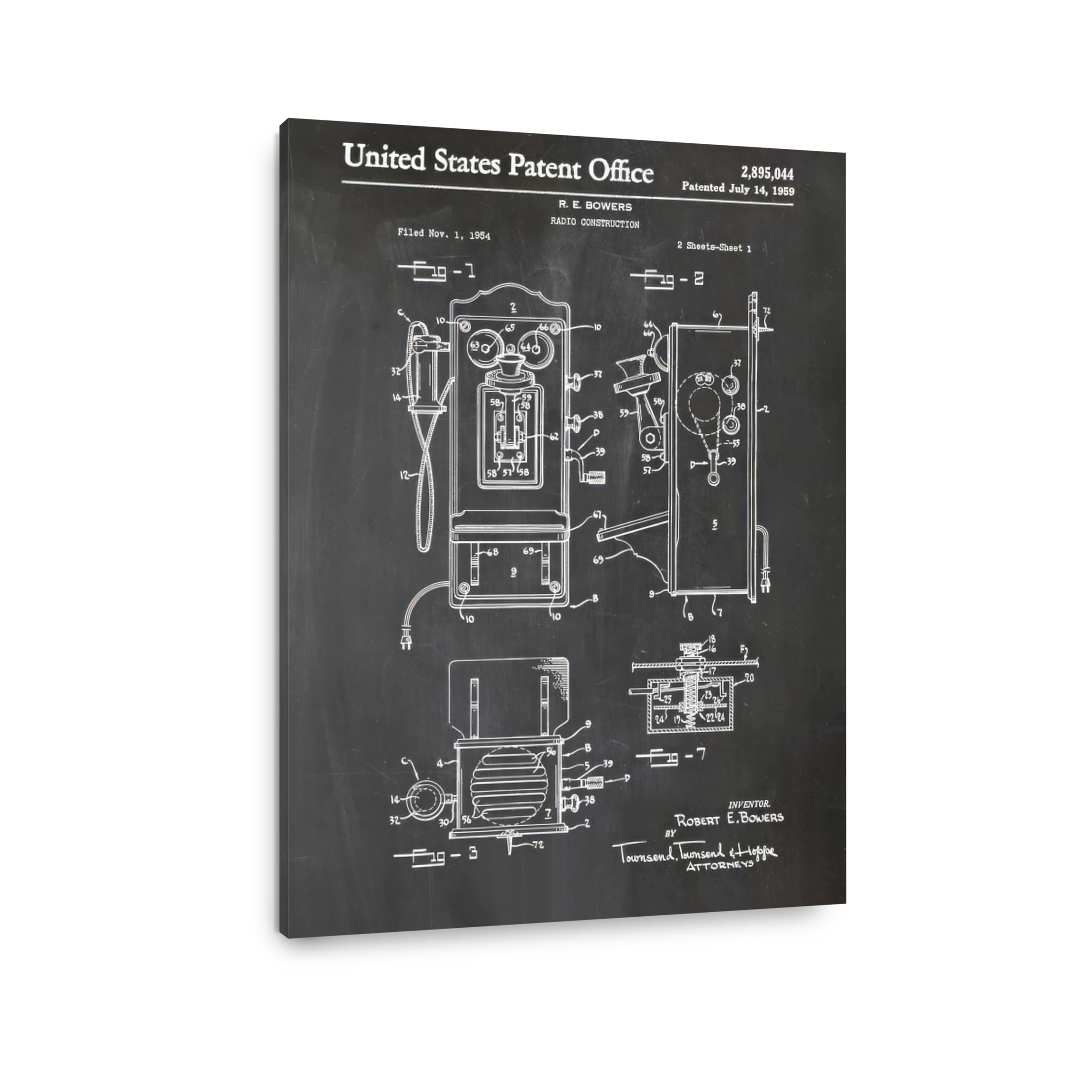 Radio Construction Patent Blueprint Art