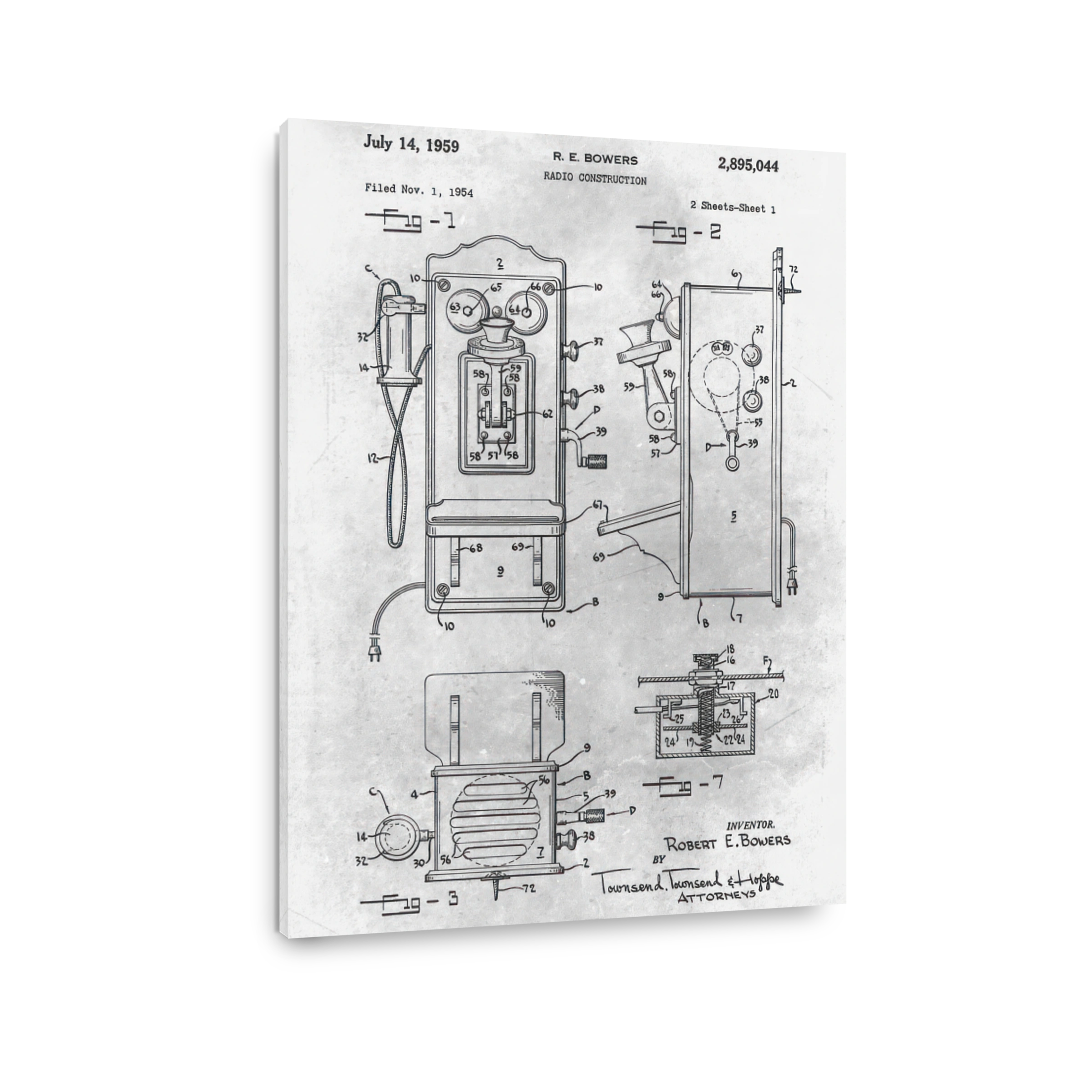 Vintage Radio Construction Patent Blueprint