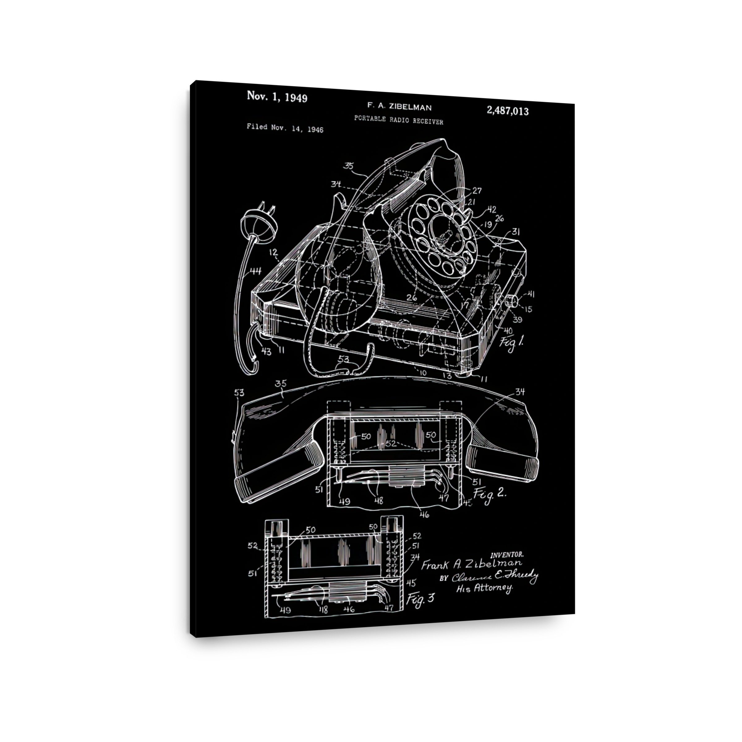 Vintage Portable Radio Receiver Patent Blueprint