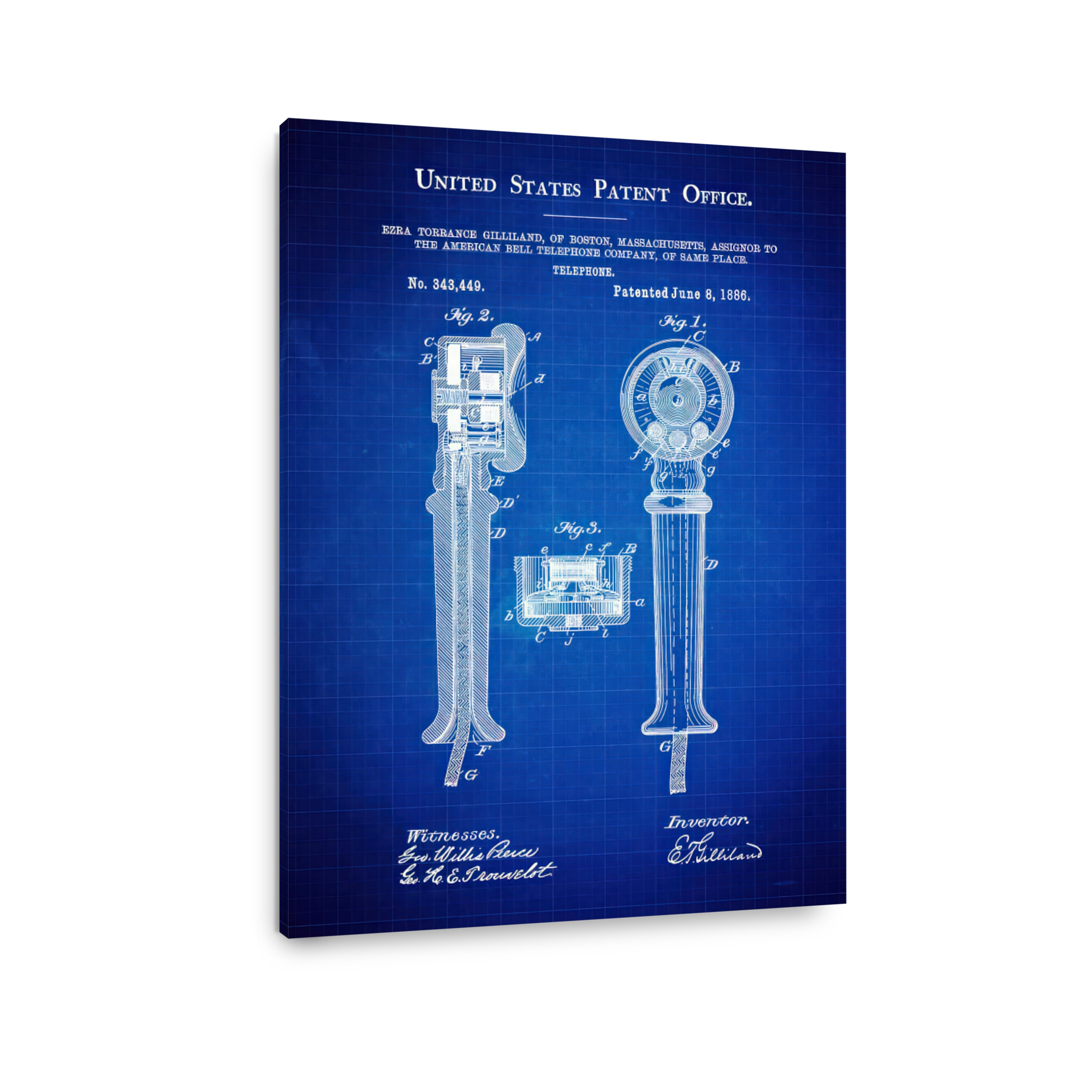 Vintage Telephone Patent Blueprint