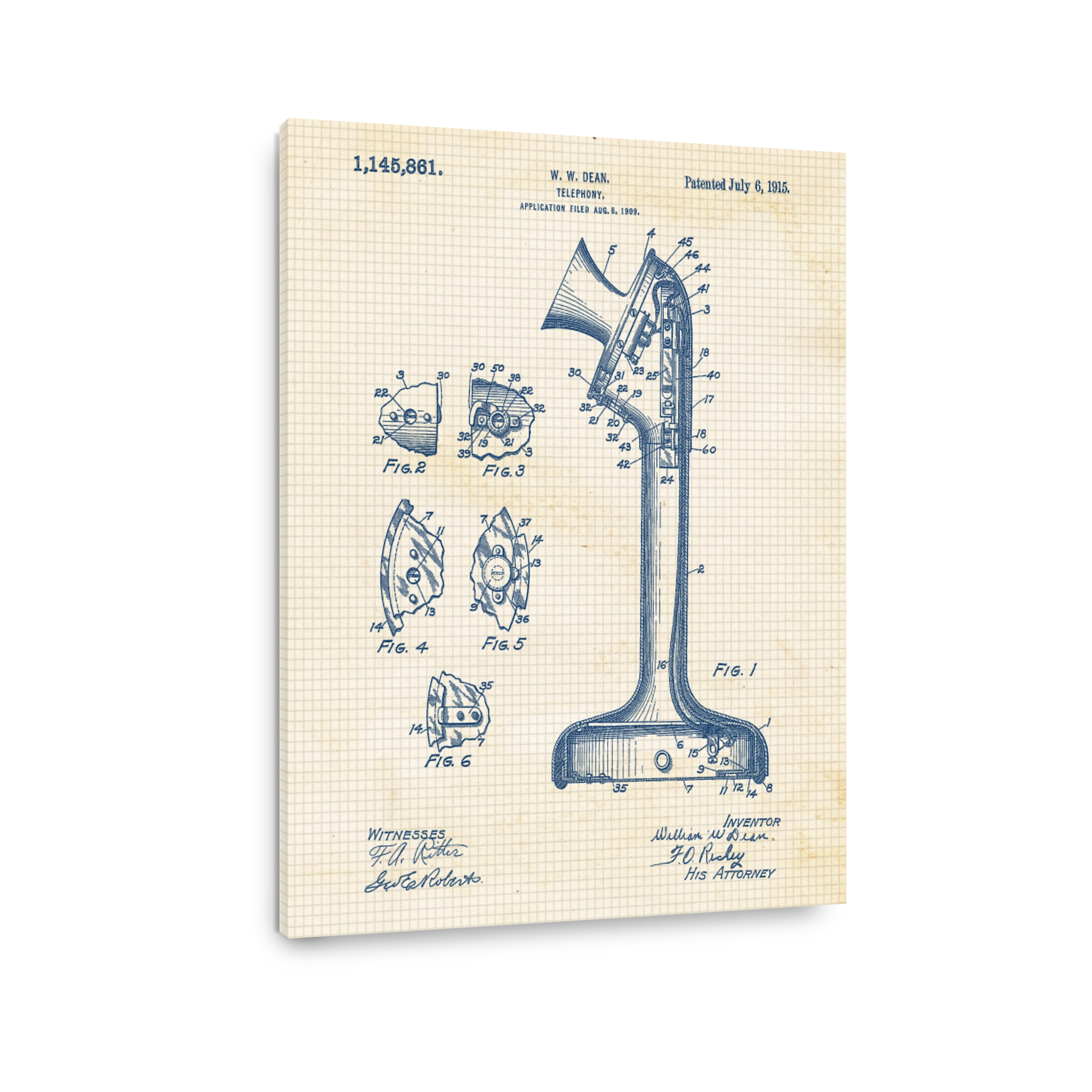 Vintage Telephony Patent Drawing