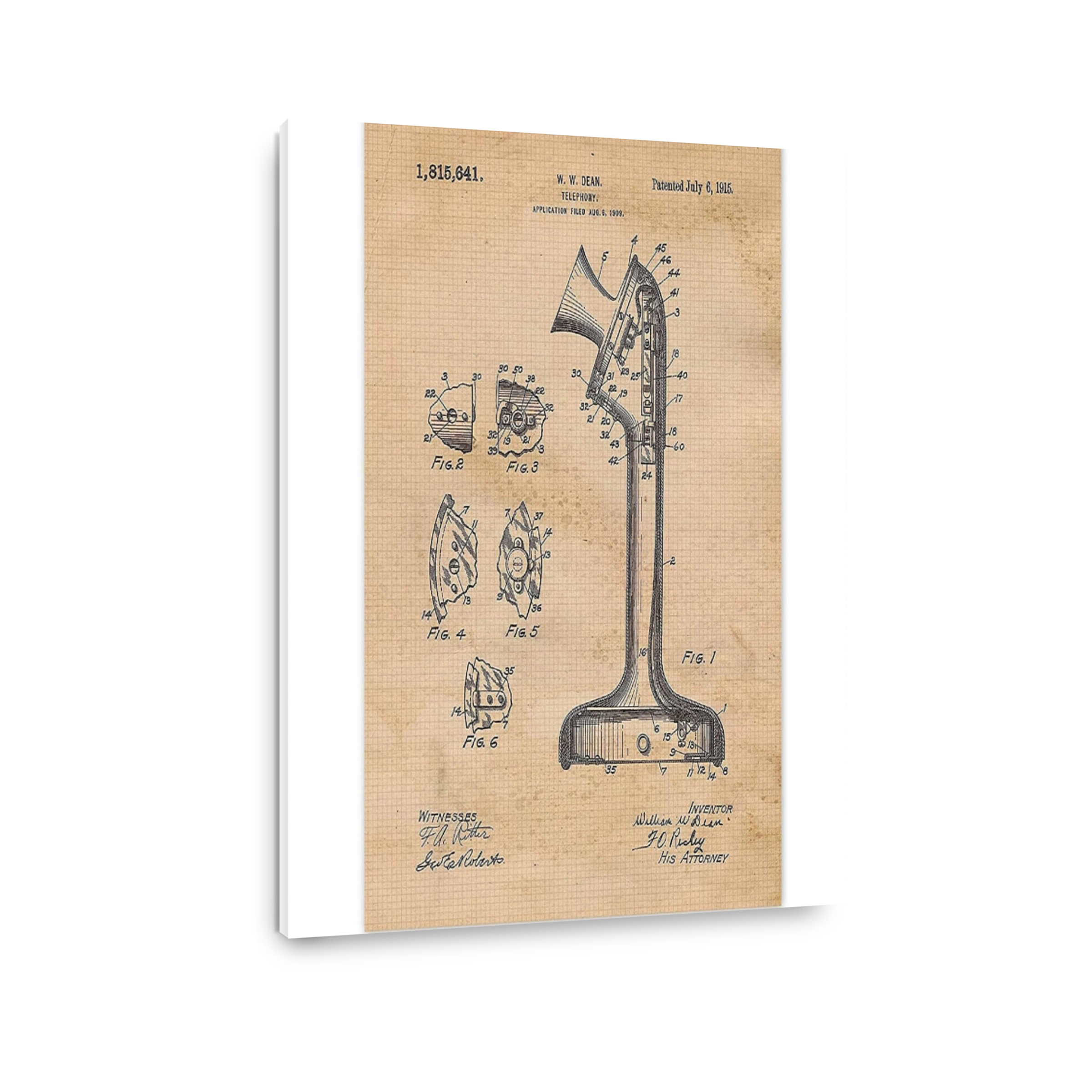 Vintage Telephone Patent Drawing