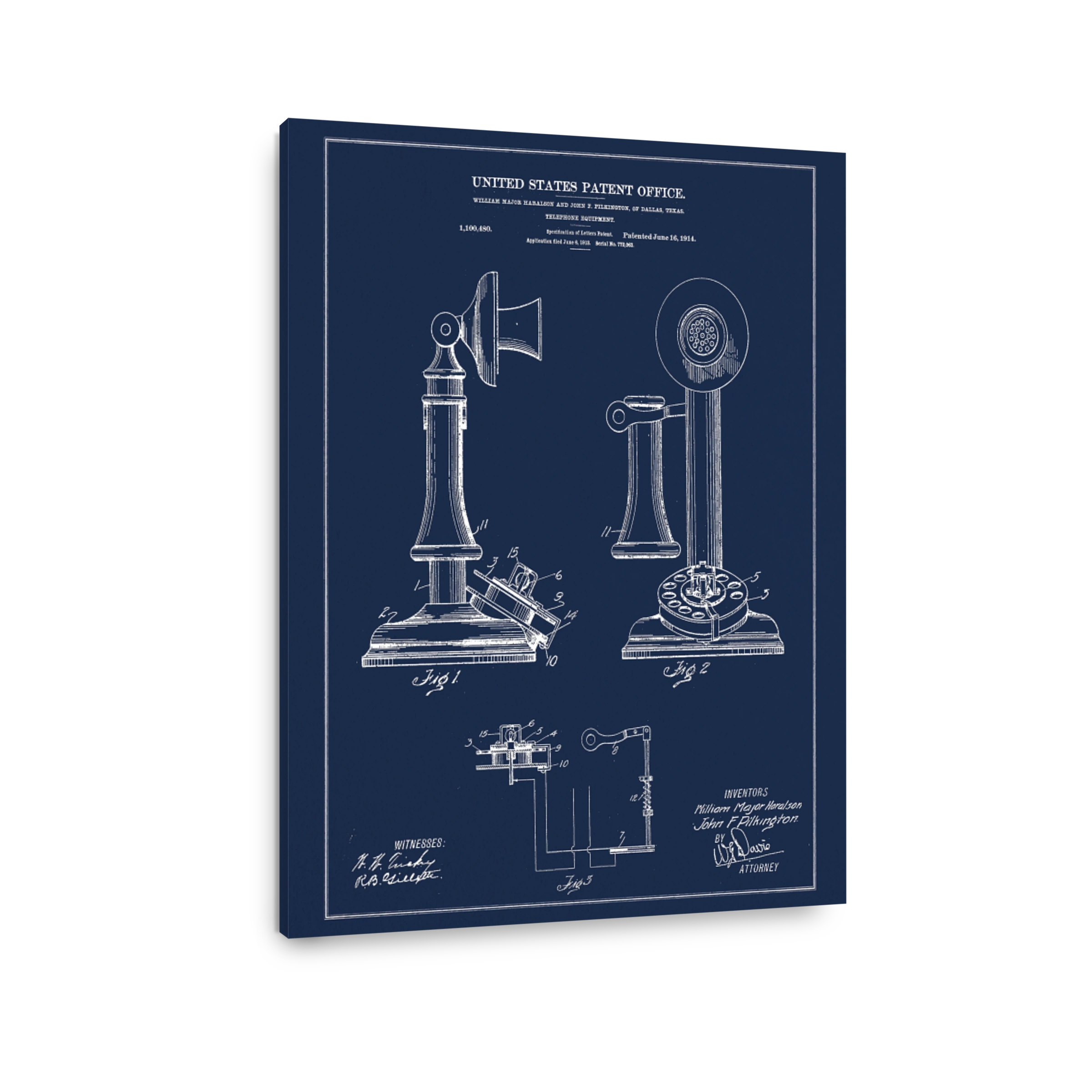 Vintage Telephone Patent Blueprint