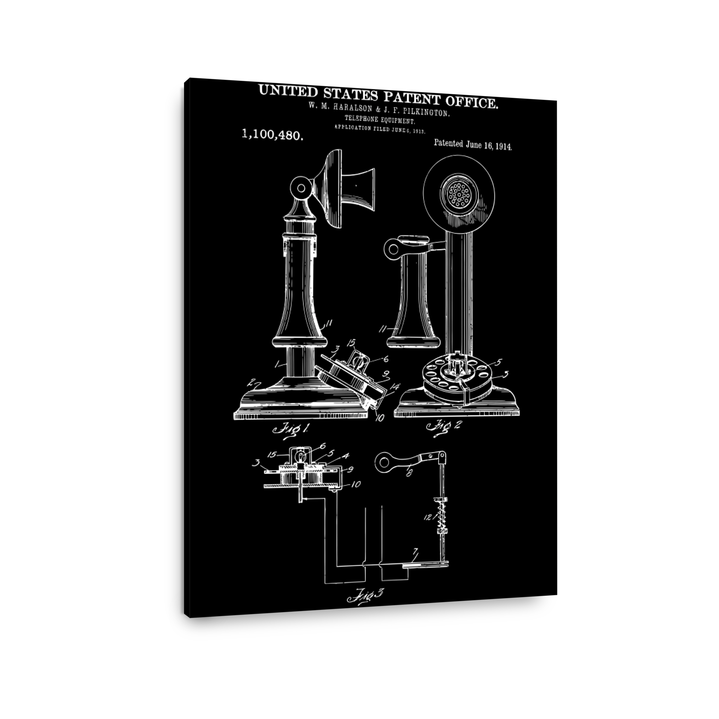Vintage Telephone Patent Drawing
