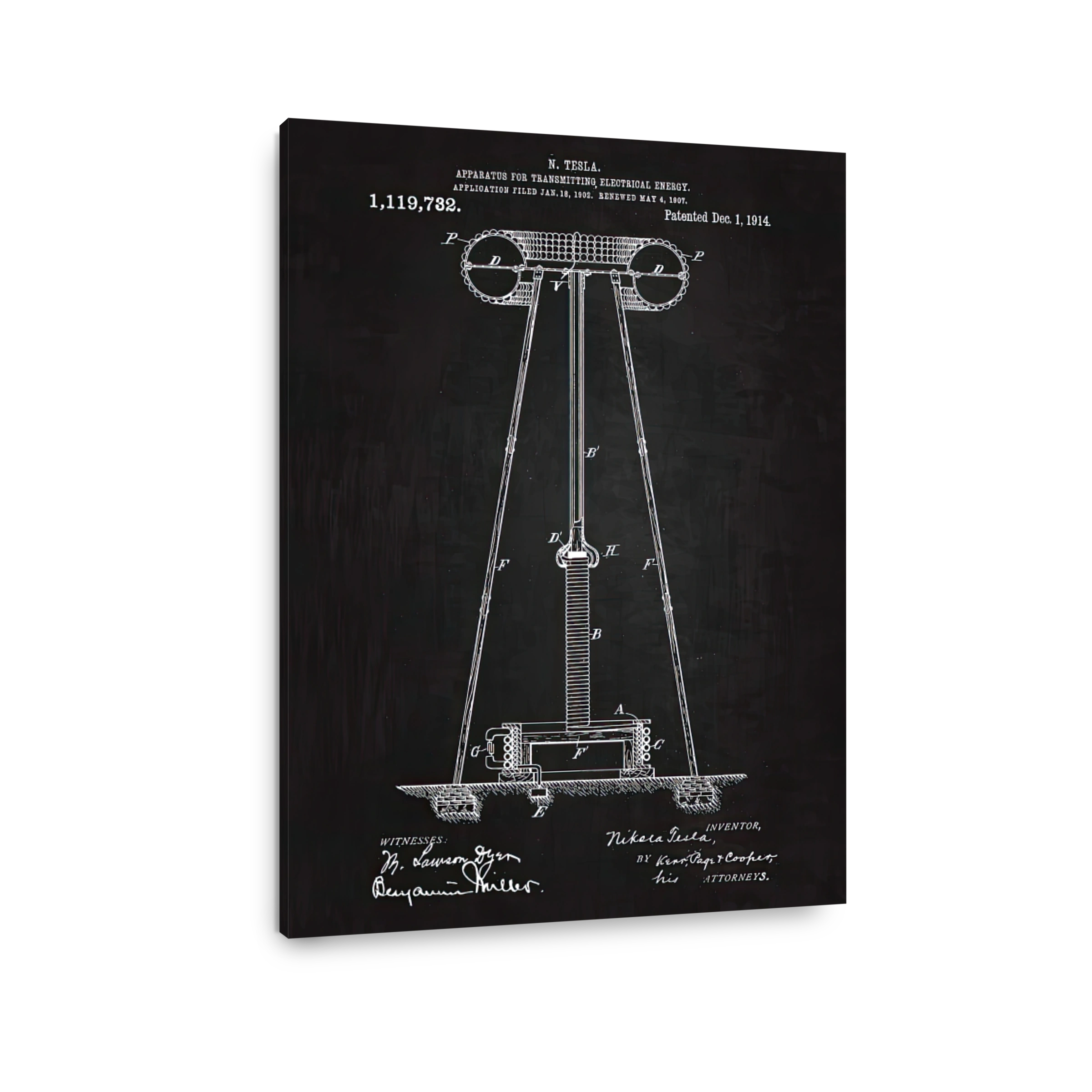 Nikola Tesla's Electrical Energy Apparatus Blueprint