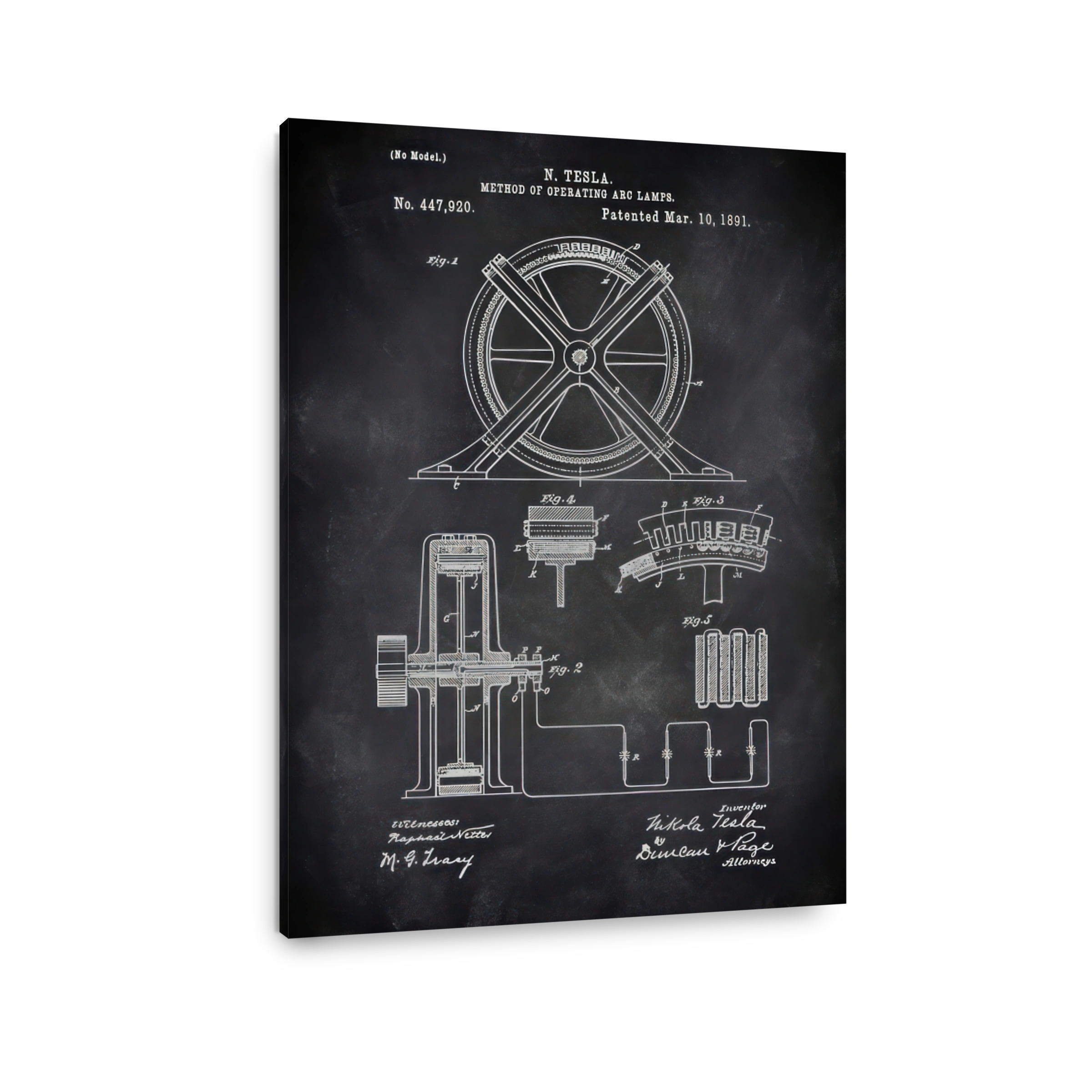 Tesla Arc Lamp Patent Blueprint