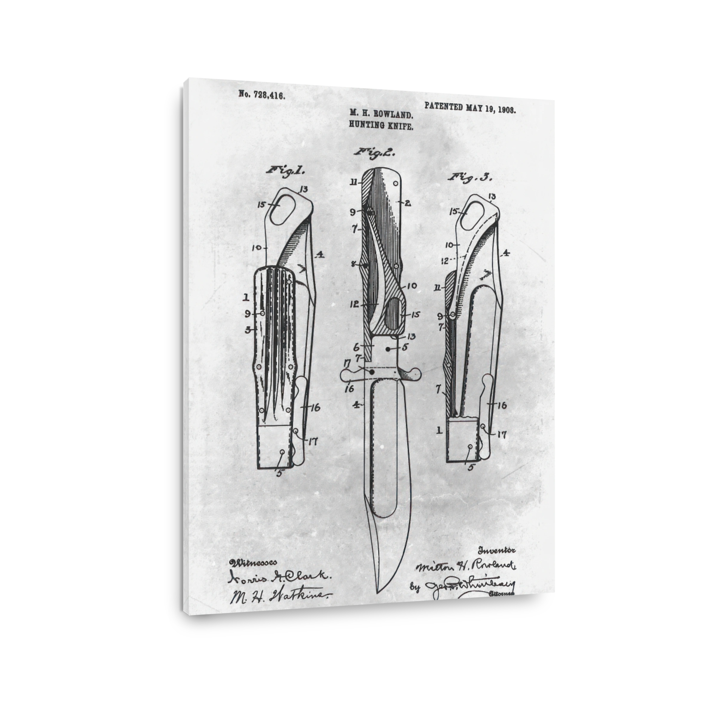 Hunting Knife Patent Blueprint