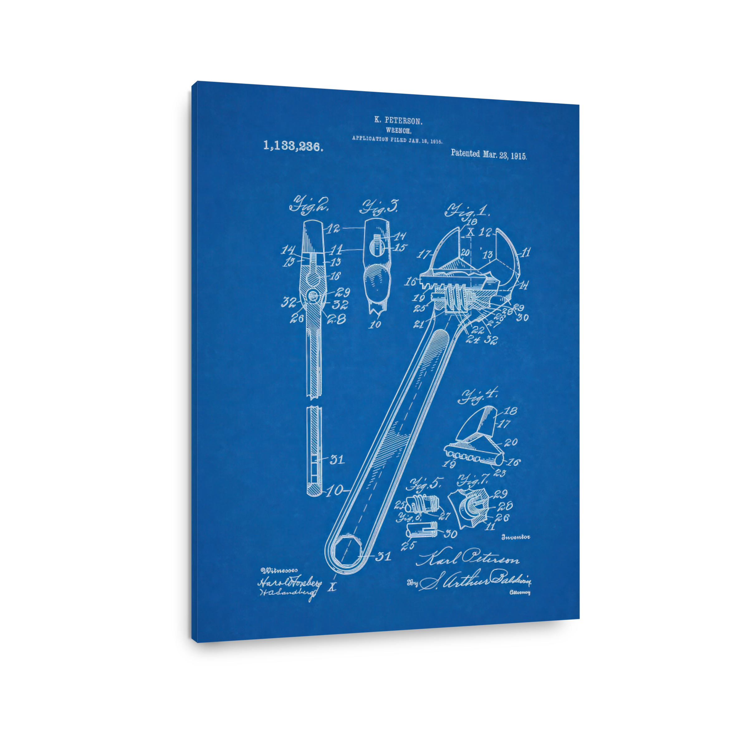 K. Peterson Wrench Patent Blueprint