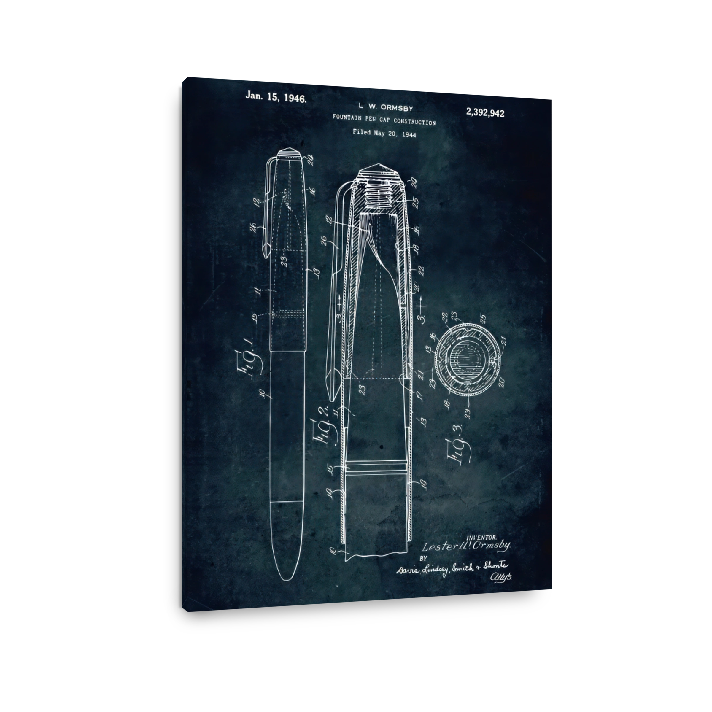Fountain Pen Cap Blueprint Art