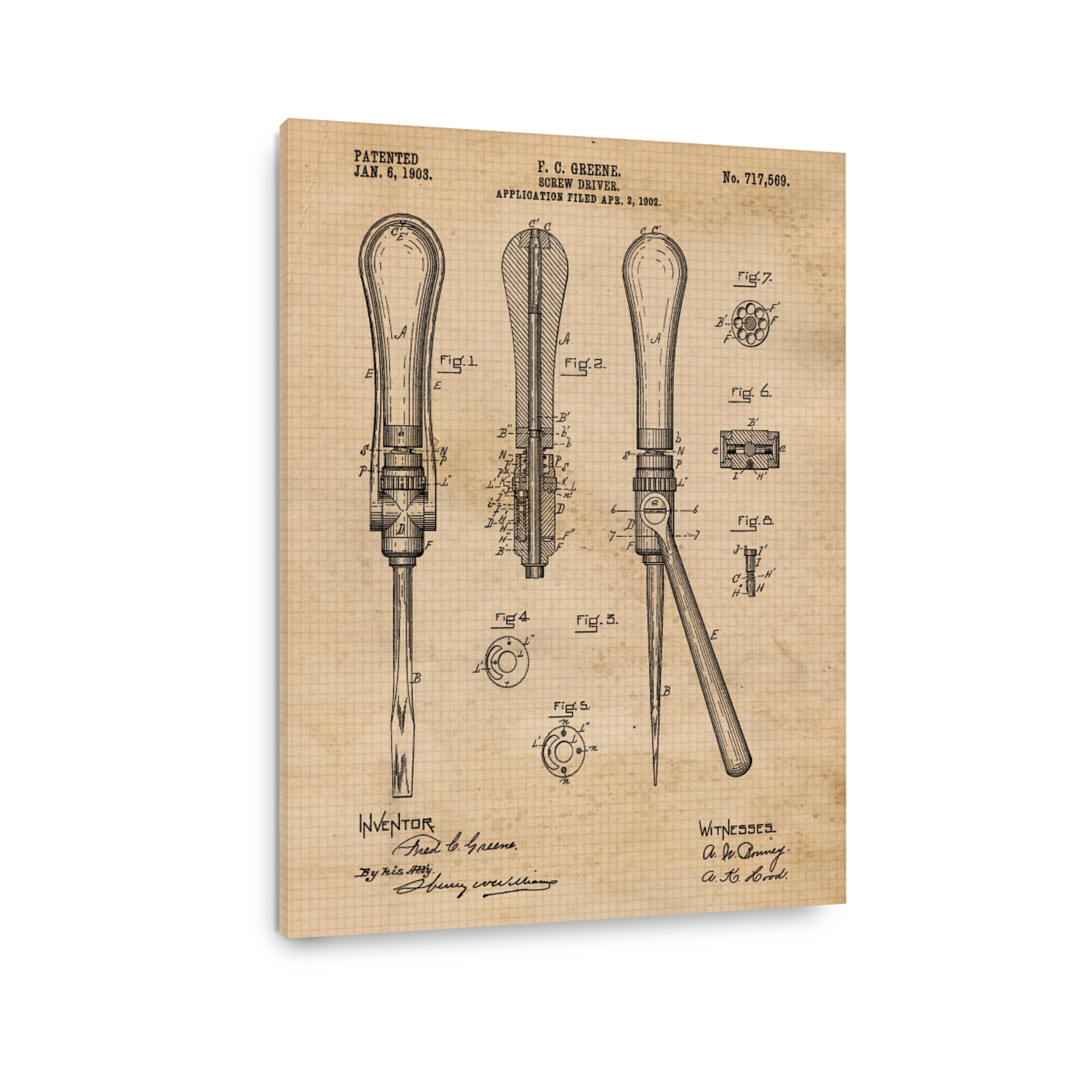 Vintage Screwdriver Patent Drawing
