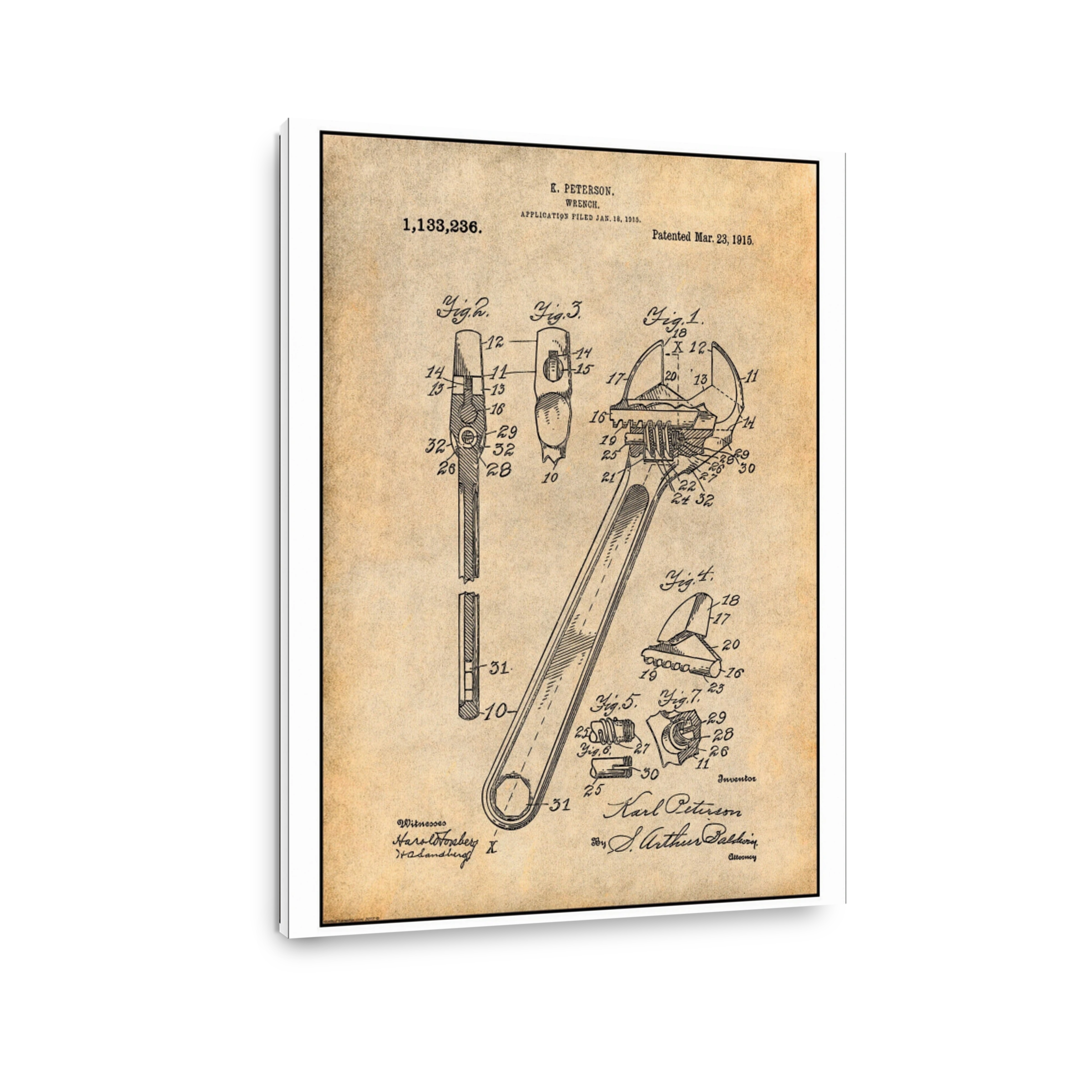 Vintage Wrench Patent Drawing