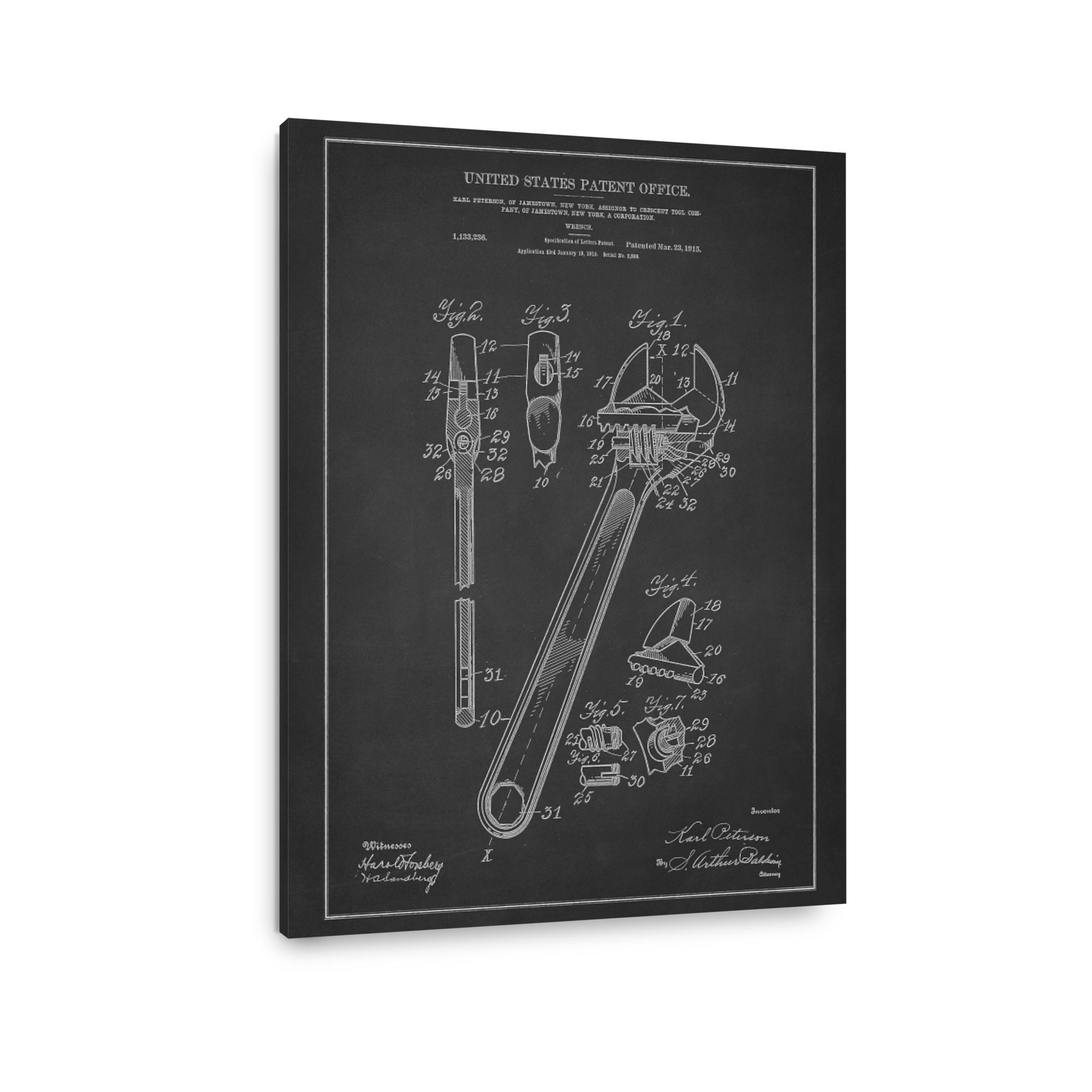 Vintage Wrench Patent Drawing