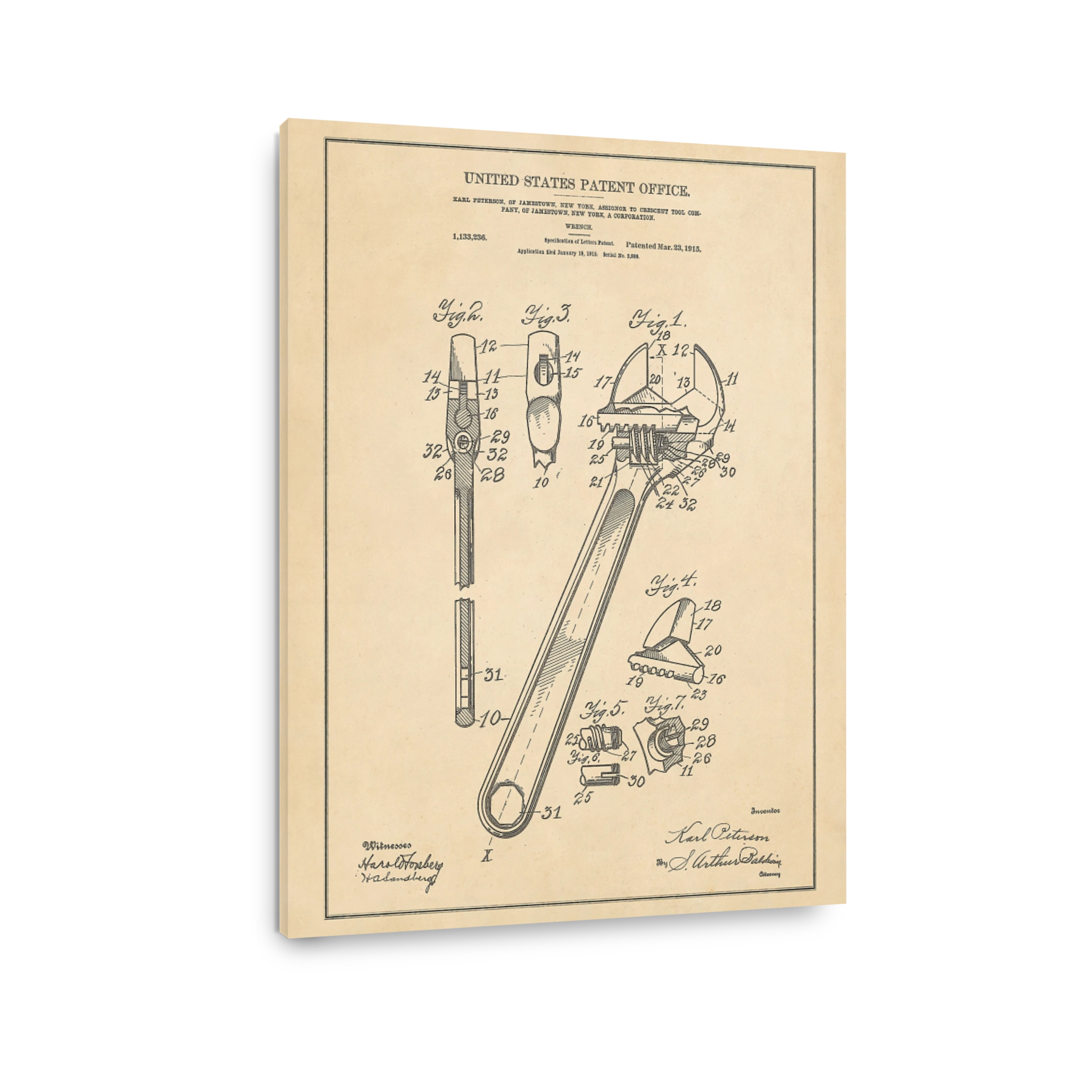 Vintage Wrench Patent Drawing