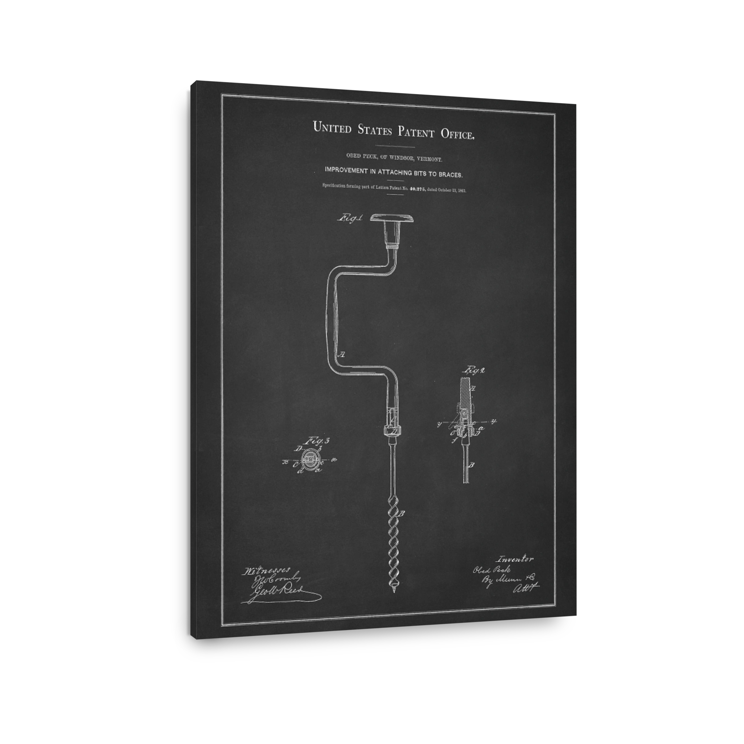 Vintage Brace and Bit Patent Drawing