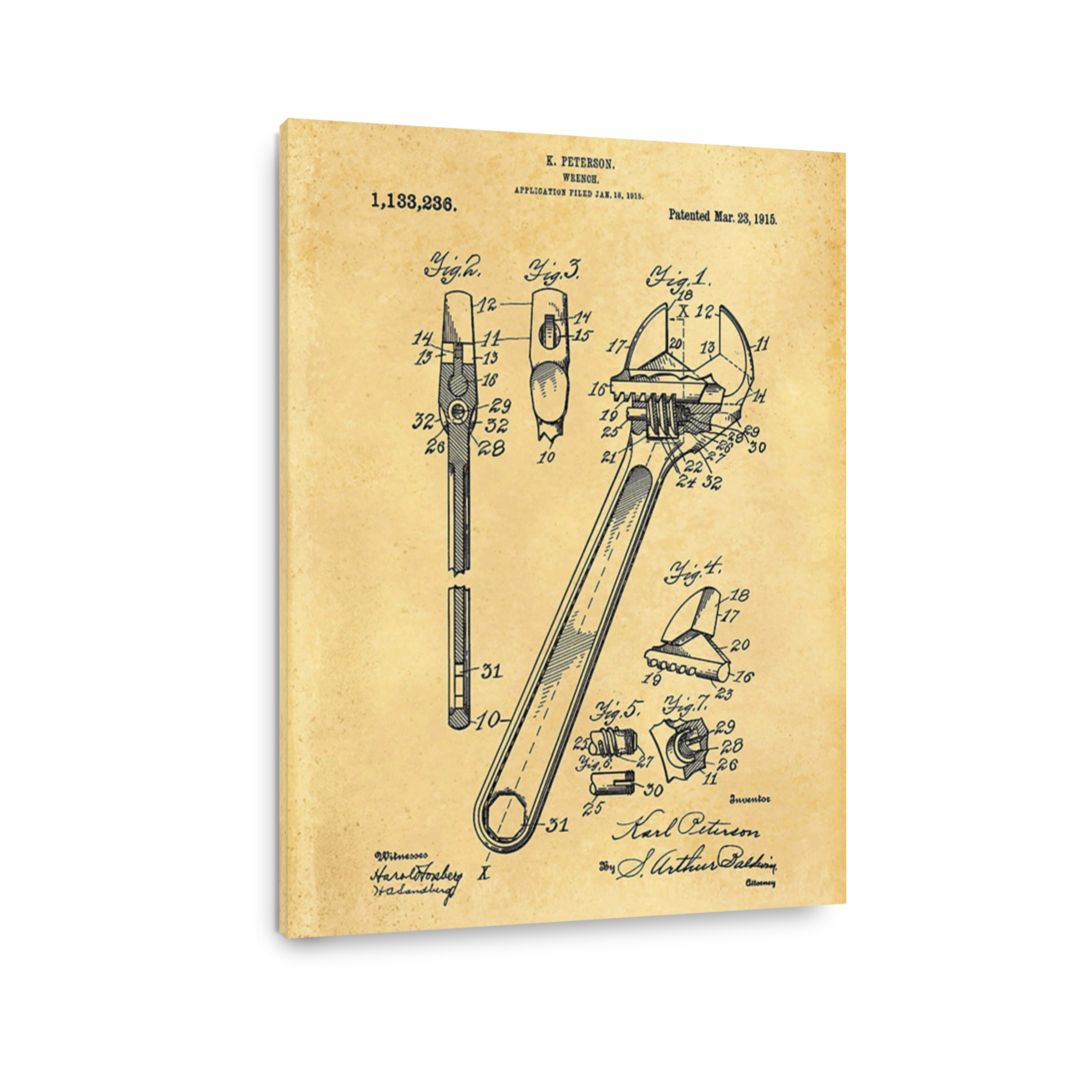 Vintage Wrench Patent Drawing