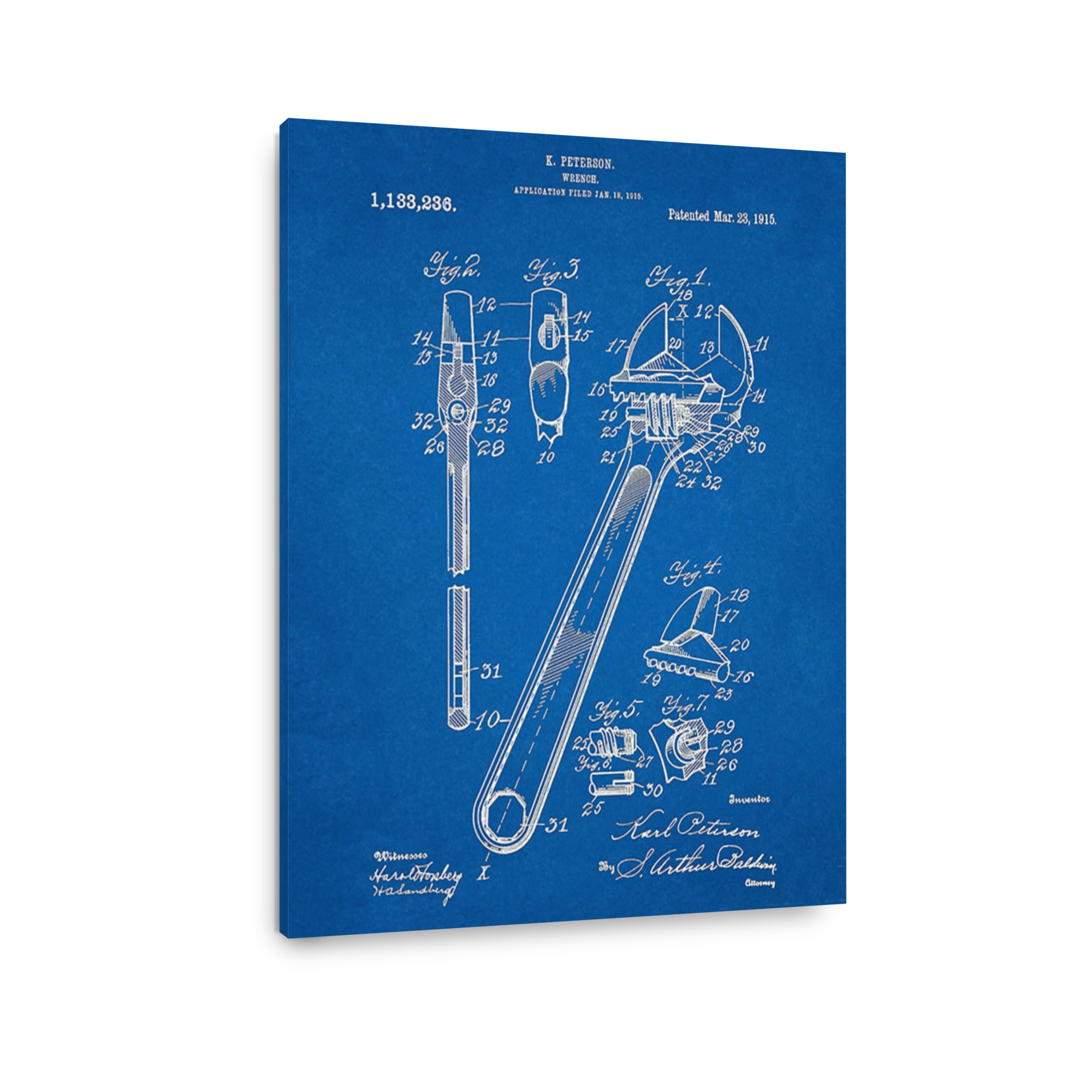 Vintage Wrench Patent Blueprint
