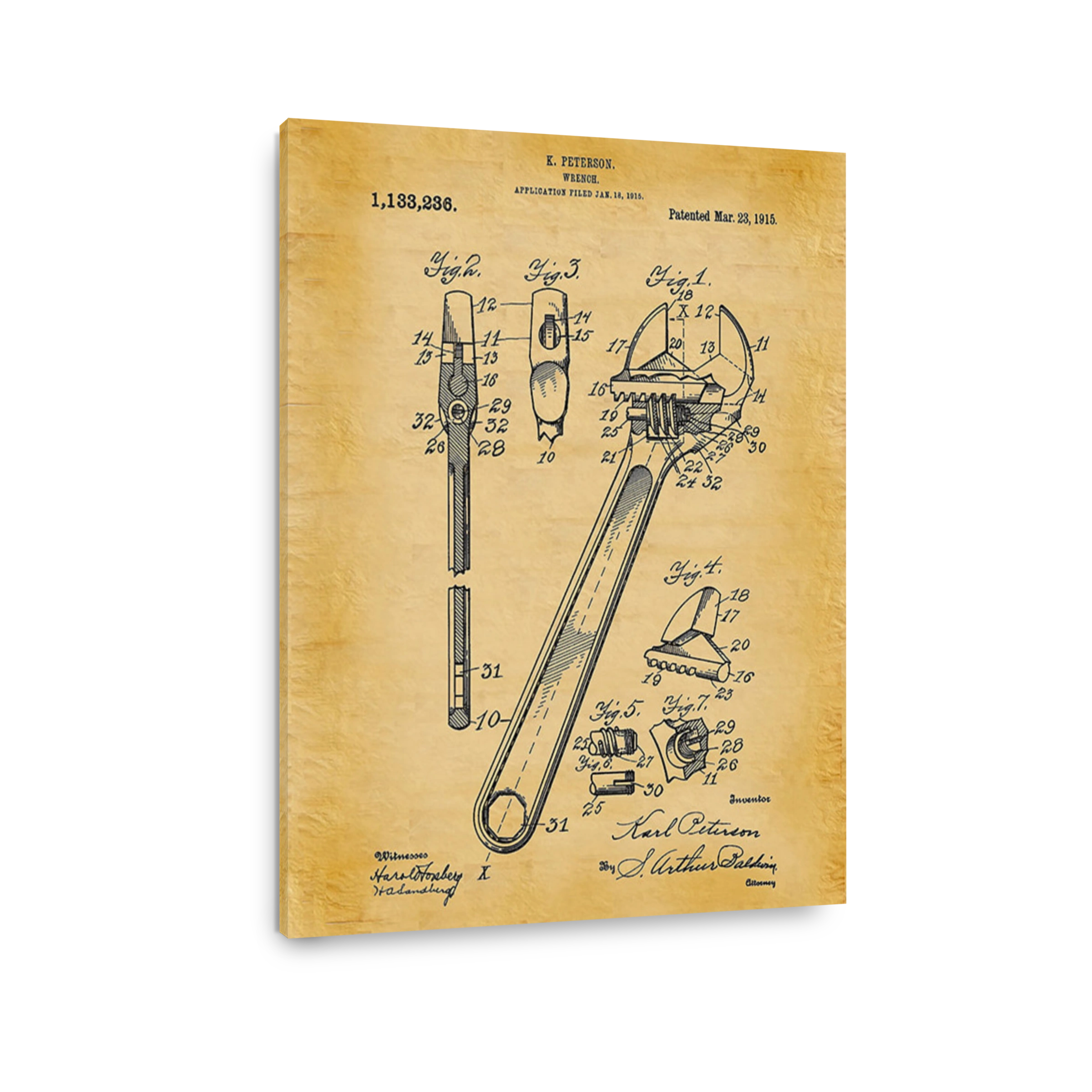 Vintage Wrench Patent Drawing