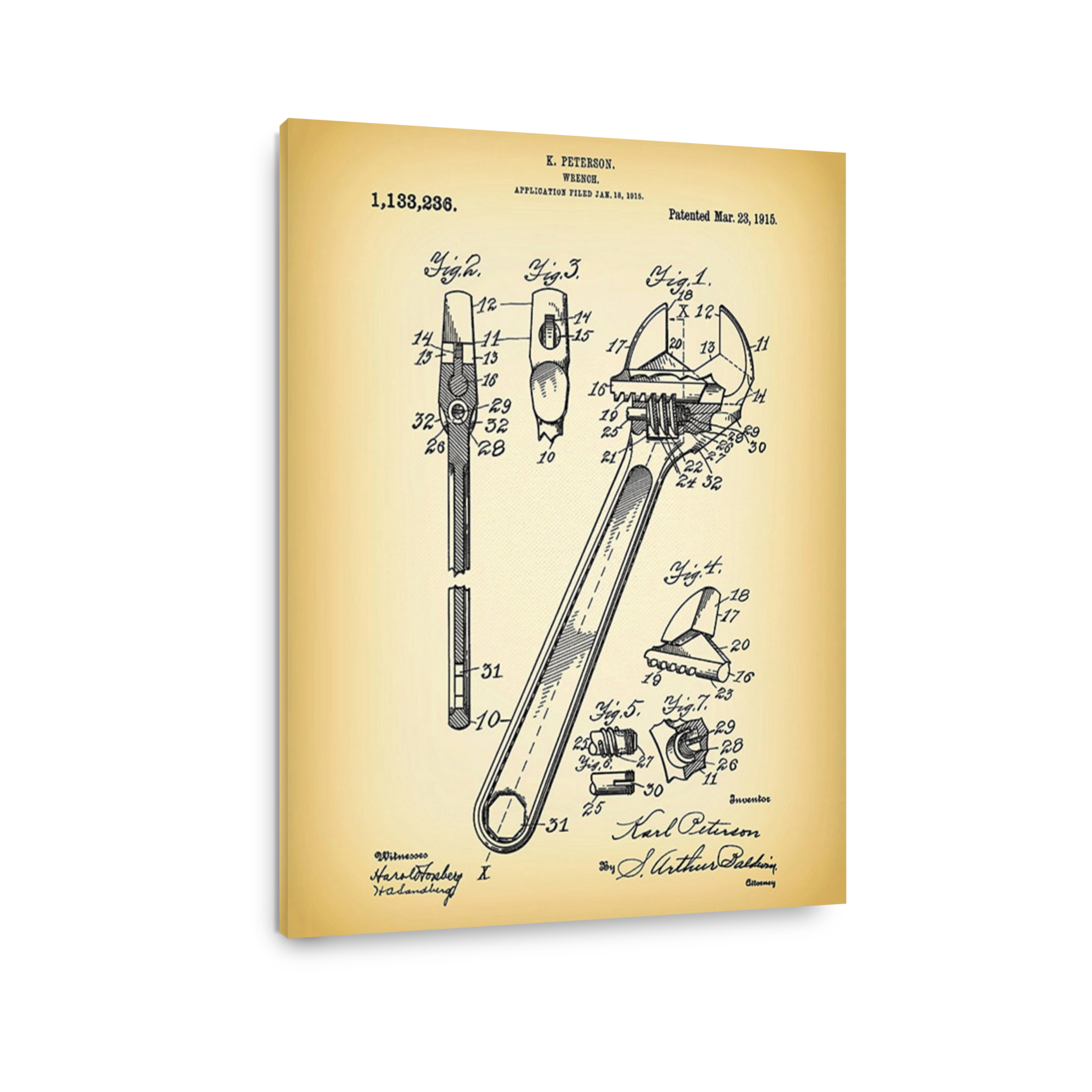 Vintage Wrench Patent Drawing