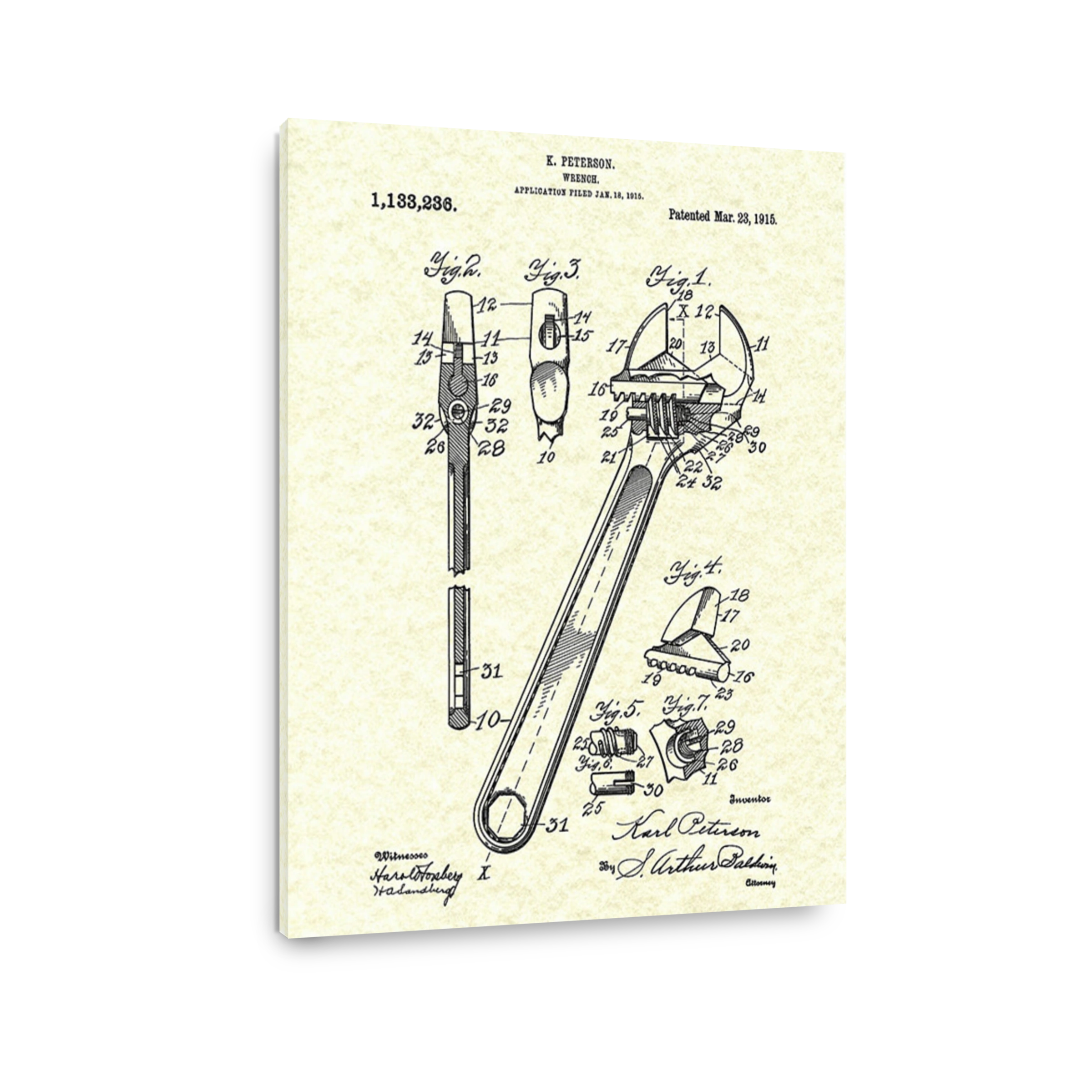 Vintage Wrench Patent Drawing