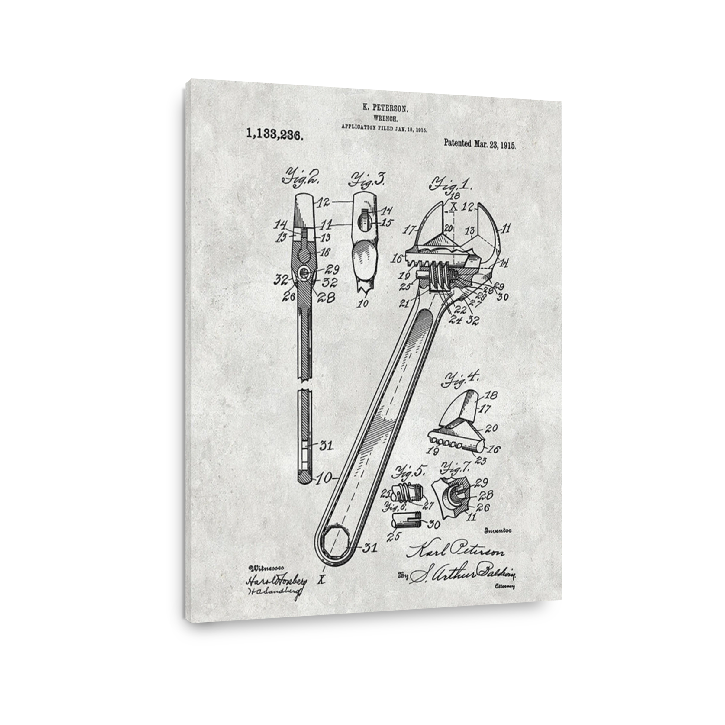 Vintage Wrench Patent Drawing
