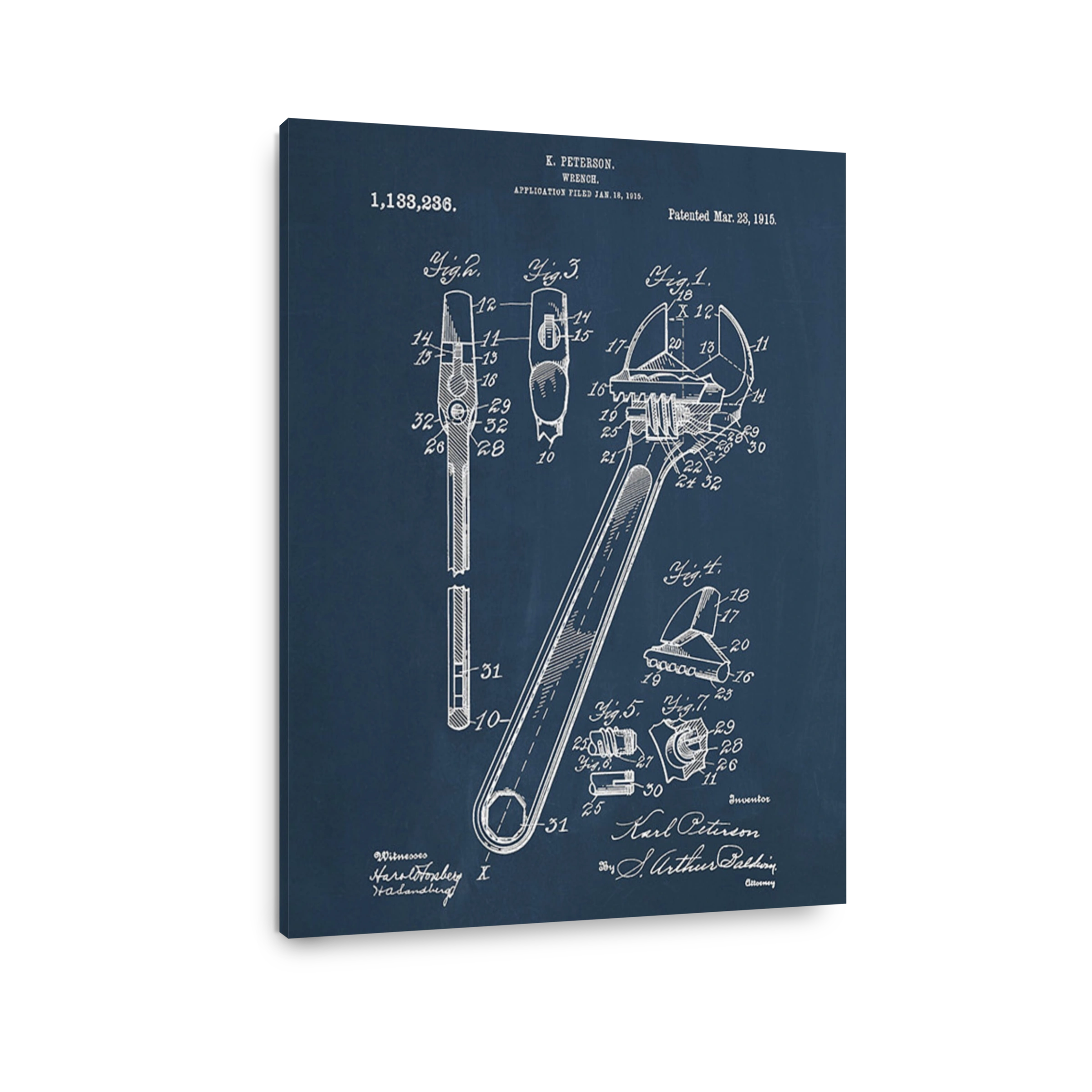 Vintage Wrench Patent Drawing