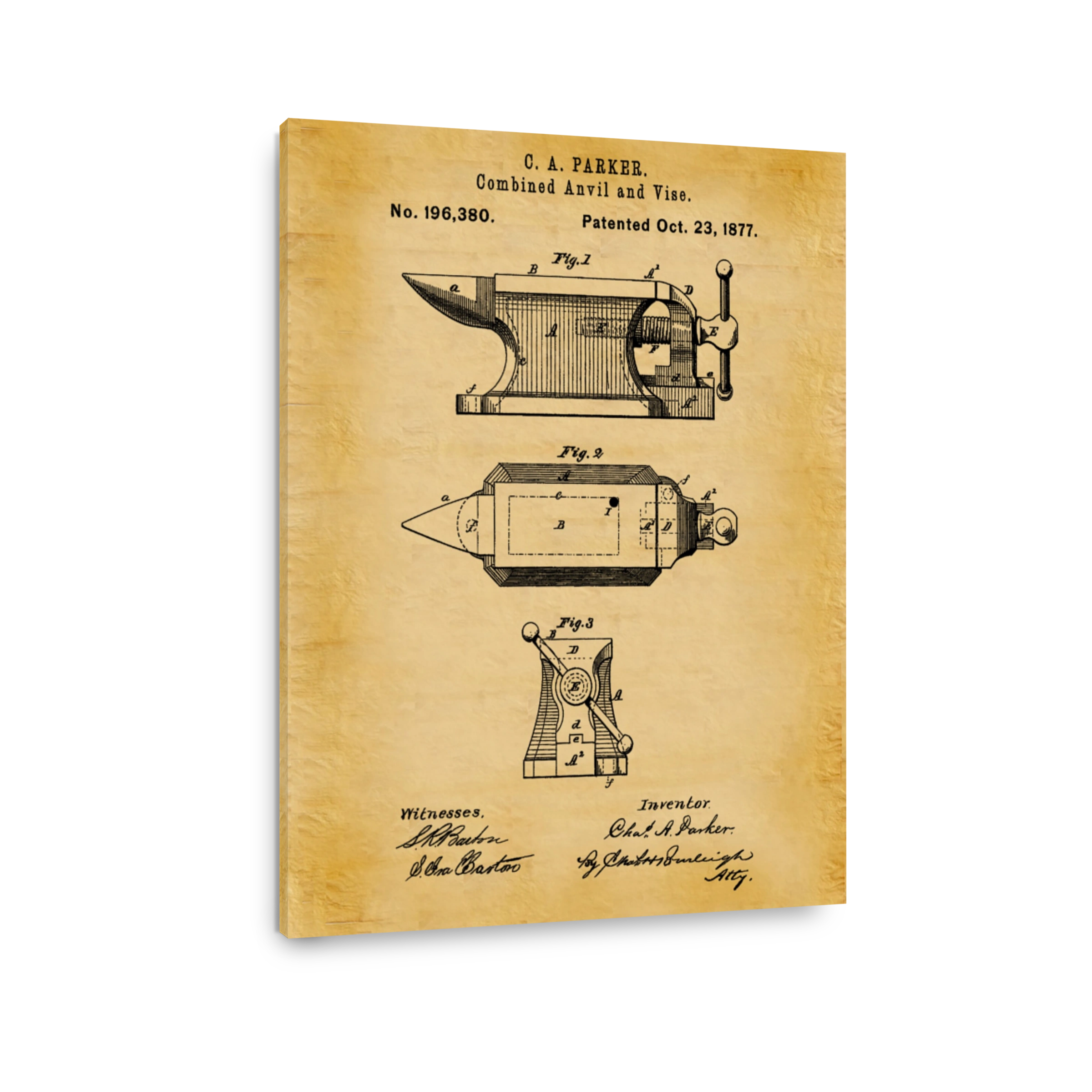 C. A. Parker Combined Anvil Vise Patent