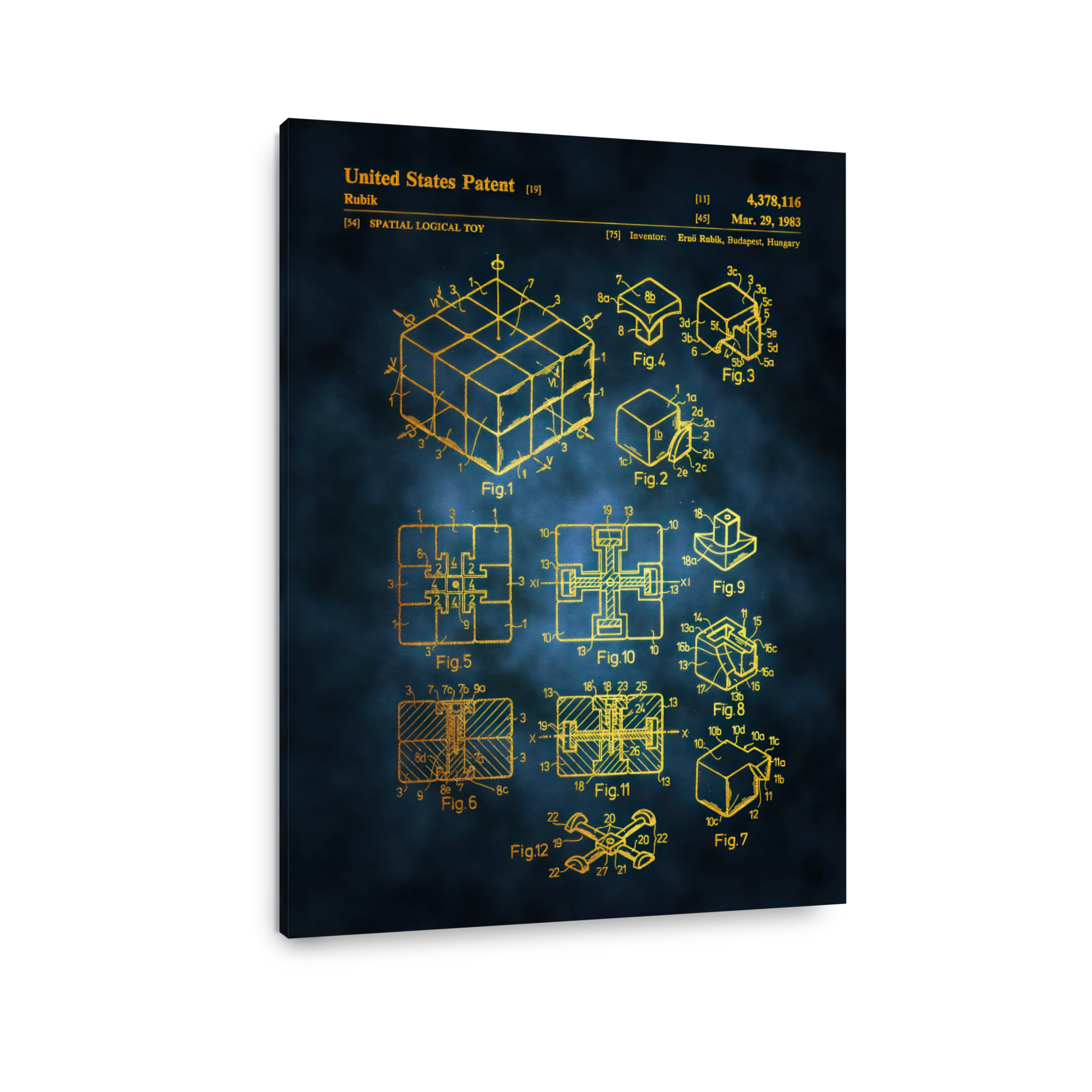 Rubik's Cube Patent Blueprint