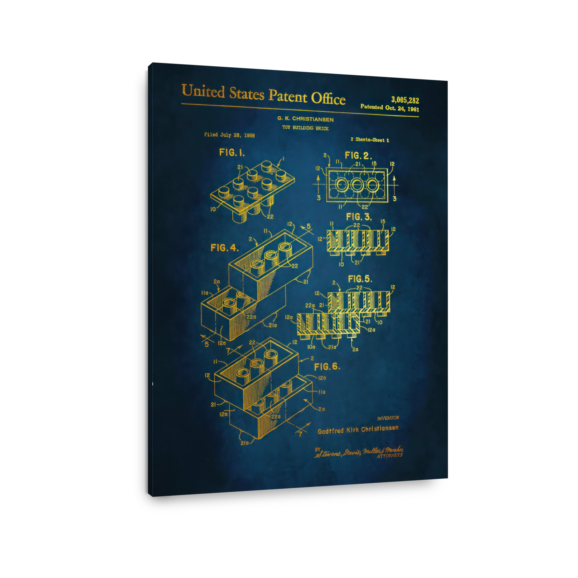 Toy Building Brick Patent Blueprint