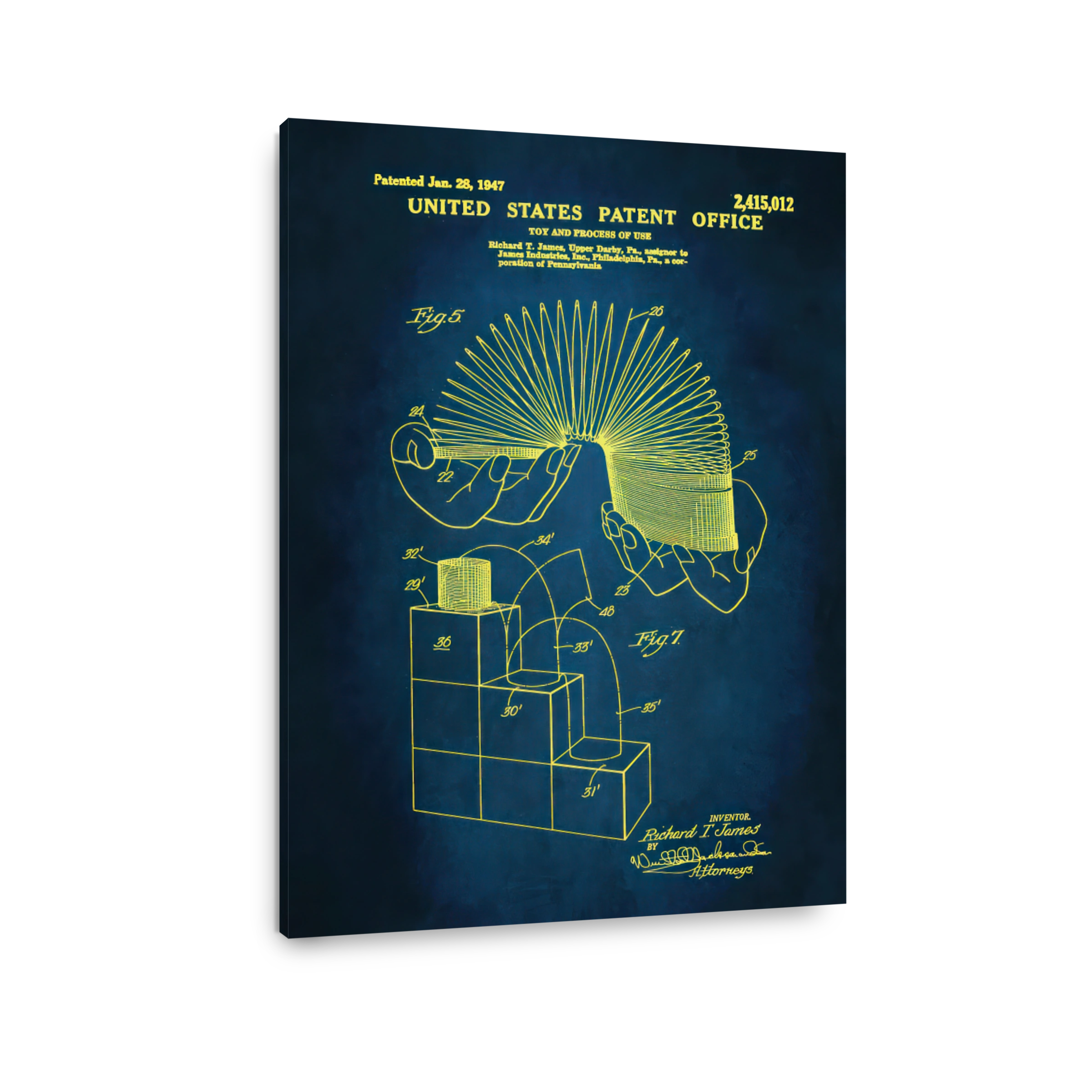 Slinky Toy Patent Blueprint Art