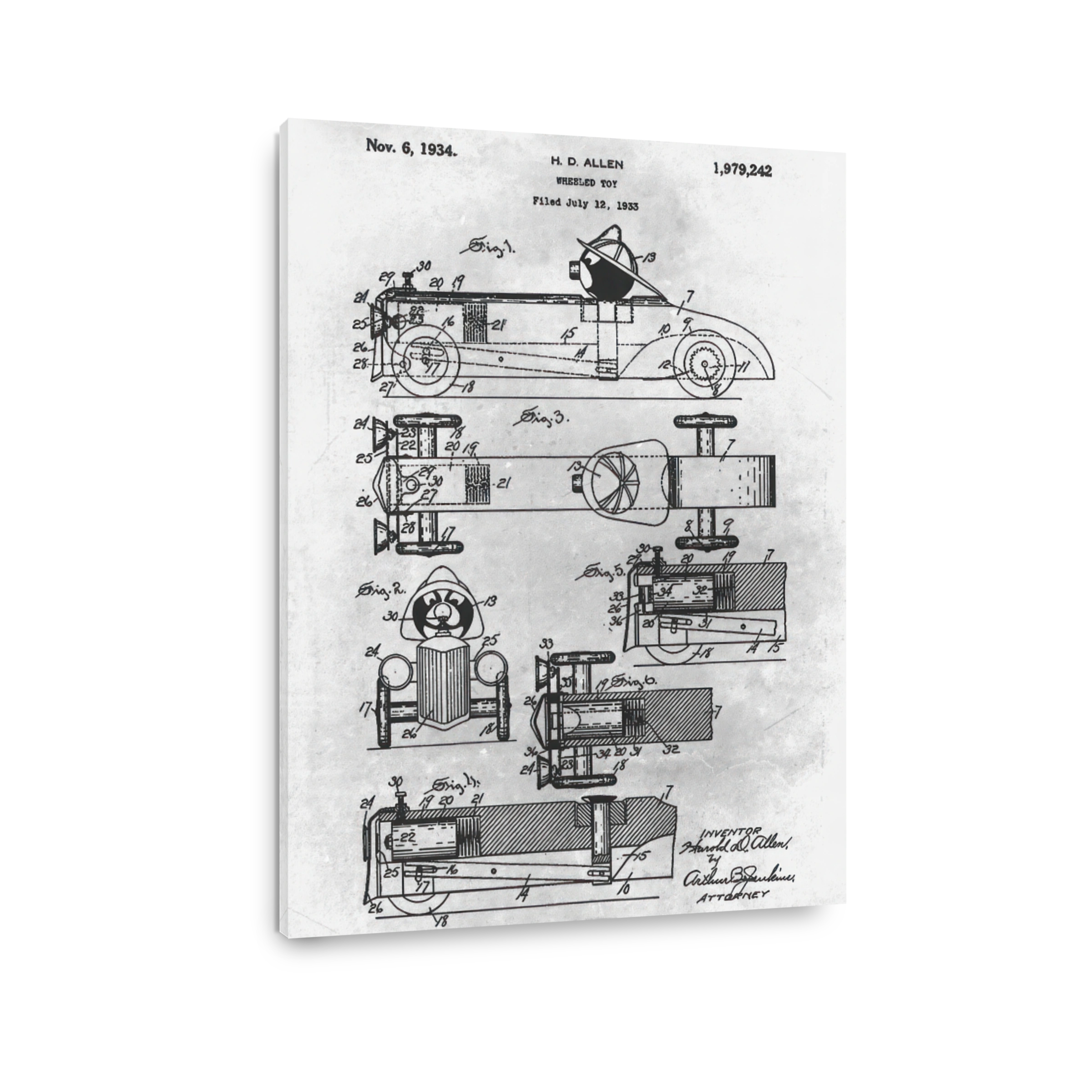 Vintage Wheeled Toy Patent Blueprint