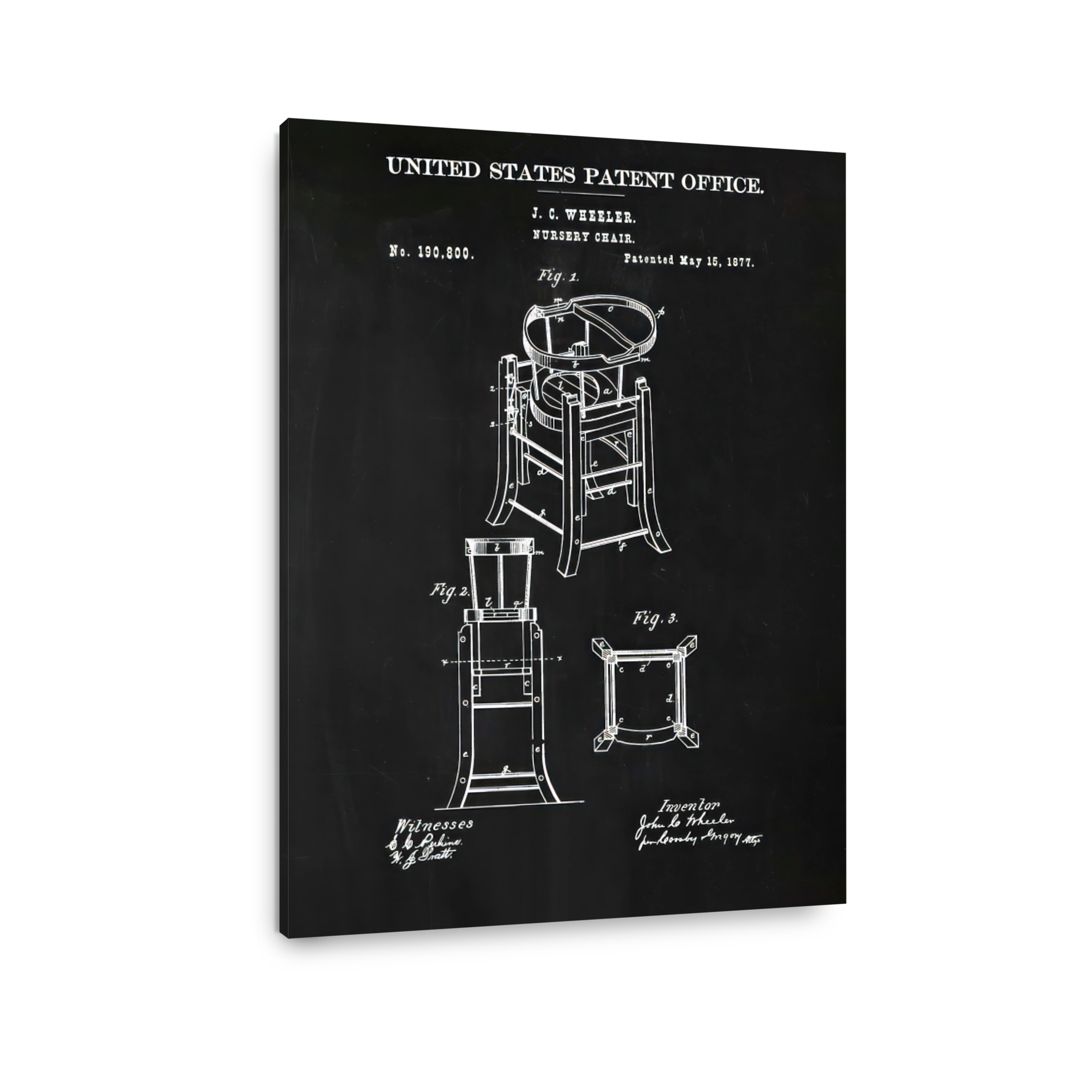 J. C. Wheeler Nursery Chair Patent Blueprint