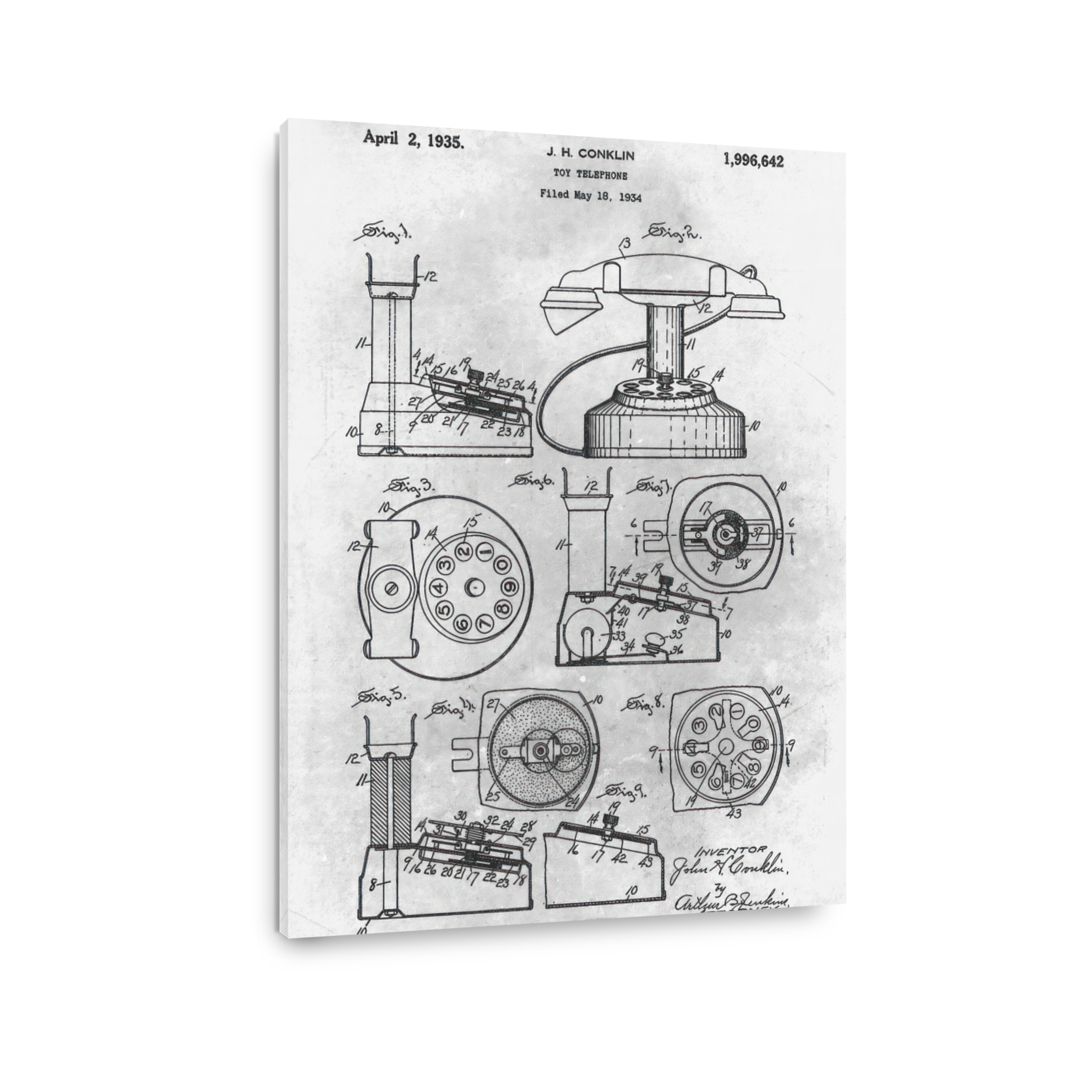 Vintage Toy Telephone Patent Blueprint