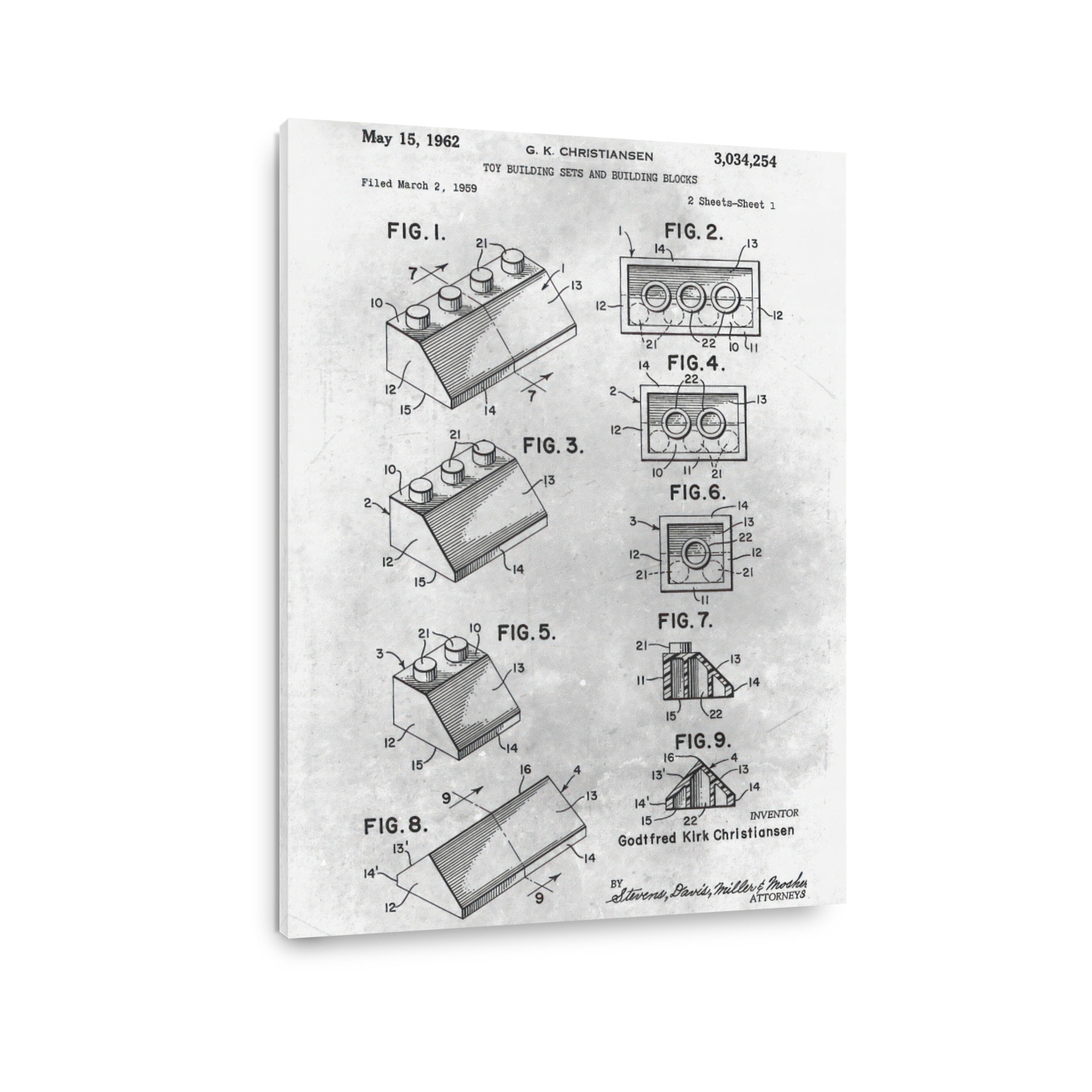 Vintage Toy Building Block Blueprint