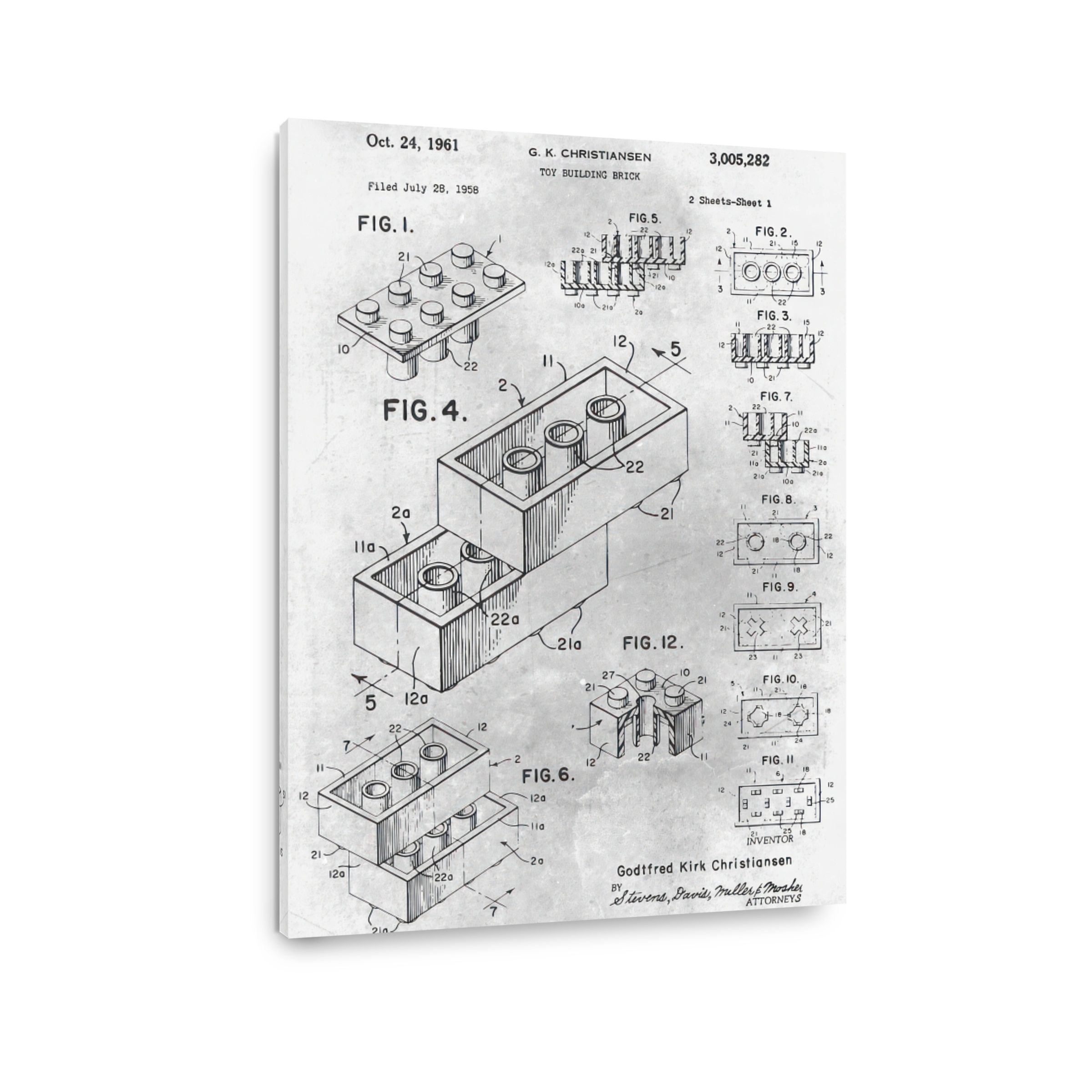 Toy Building Brick Patent Drawing