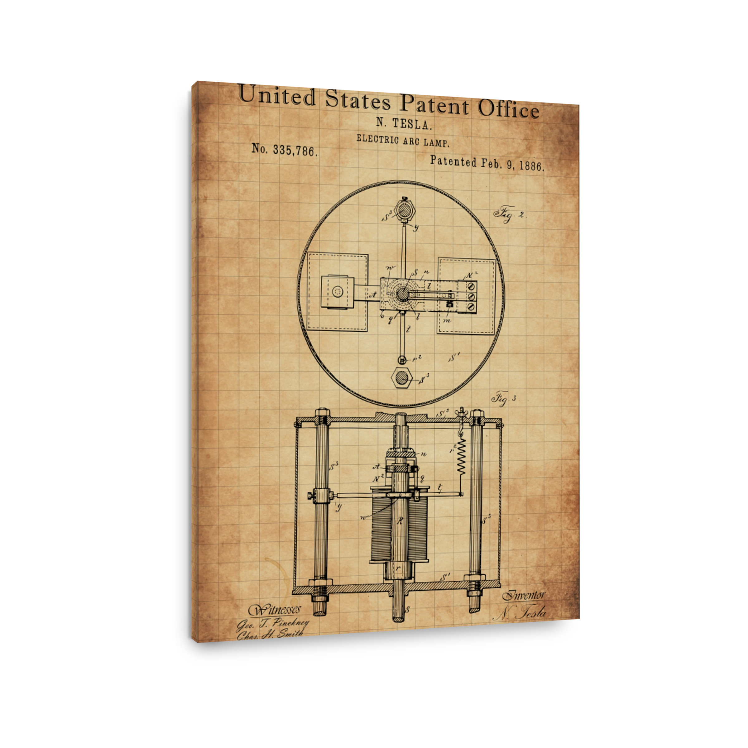 Tesla Electric Arc Lamp Patent Drawing