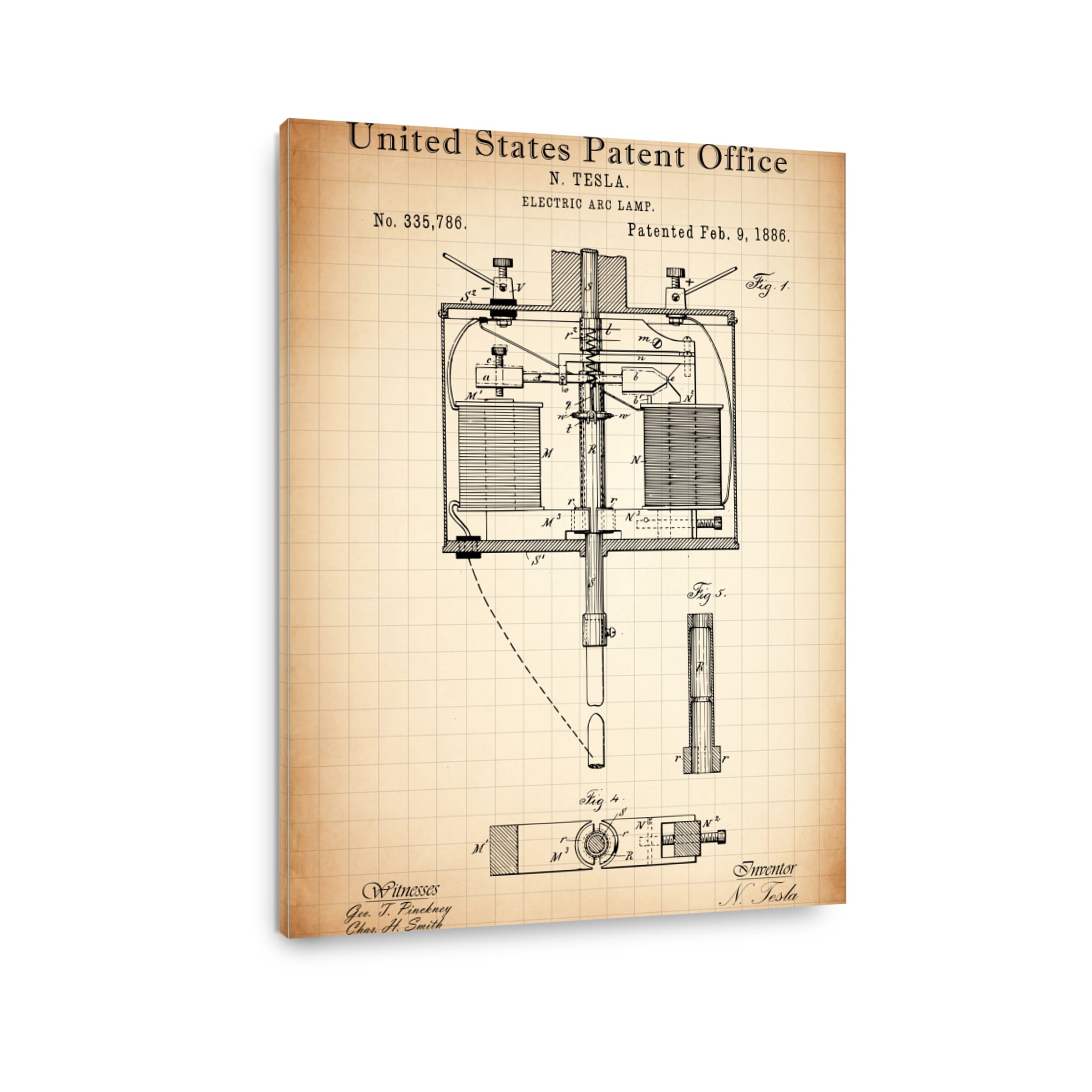 Tesla Electric Arc Lamp Patent Blueprint