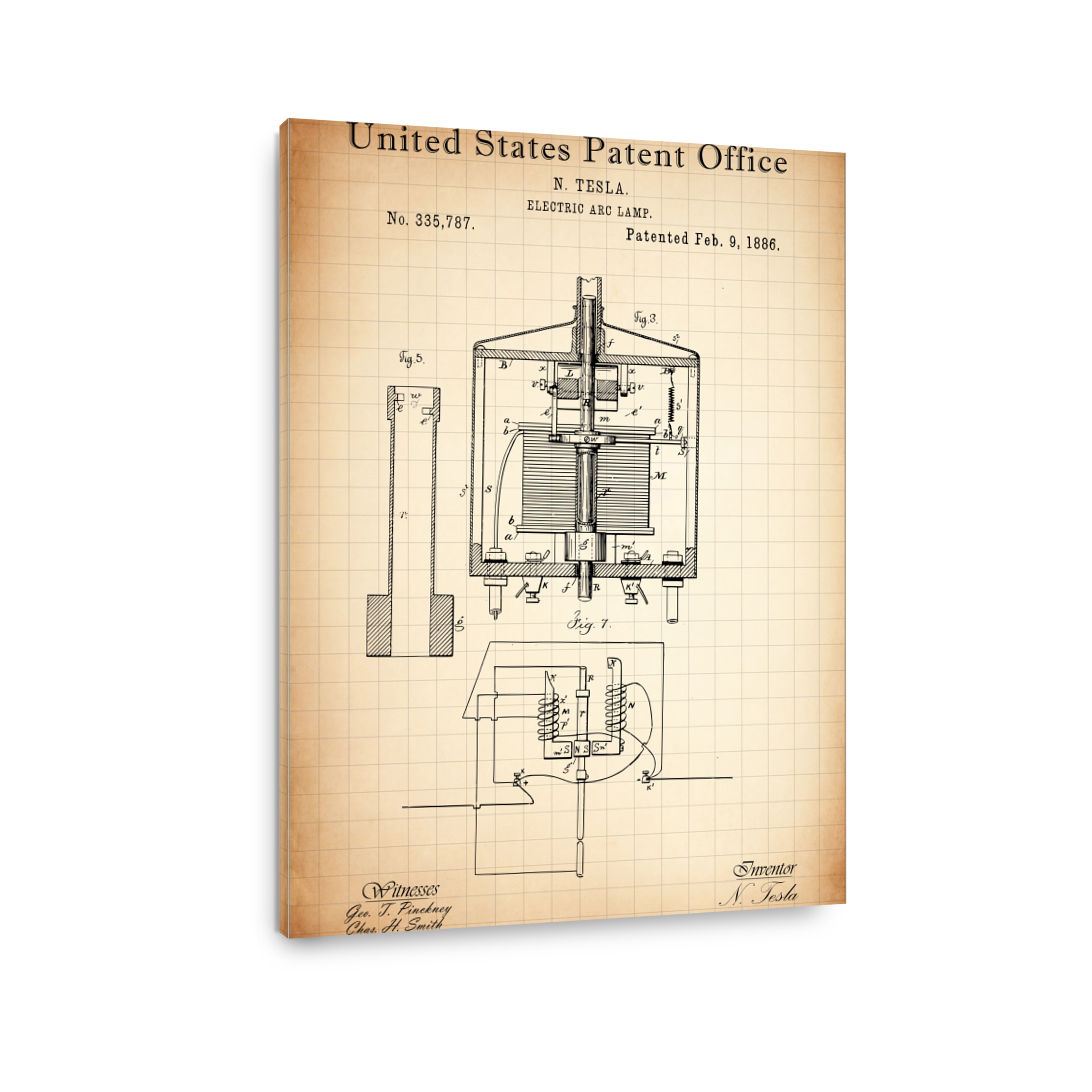Tesla Electric Arc Lamp Patent Drawing