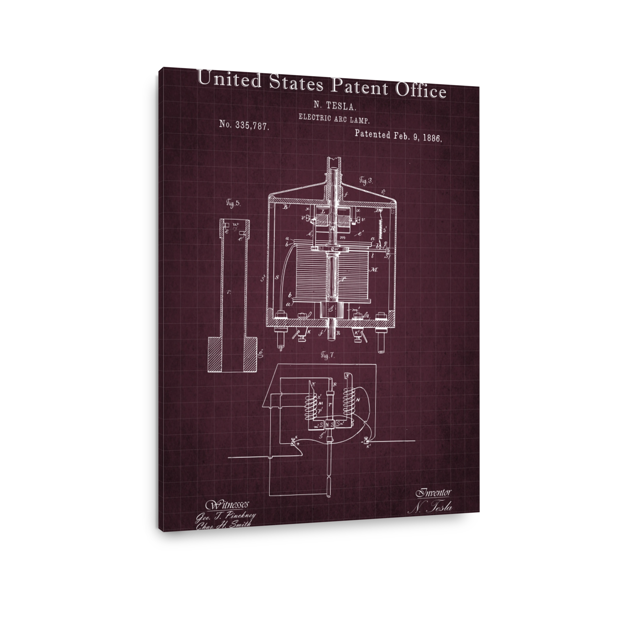 Tesla Electric Arc Lamp Patent Blueprint