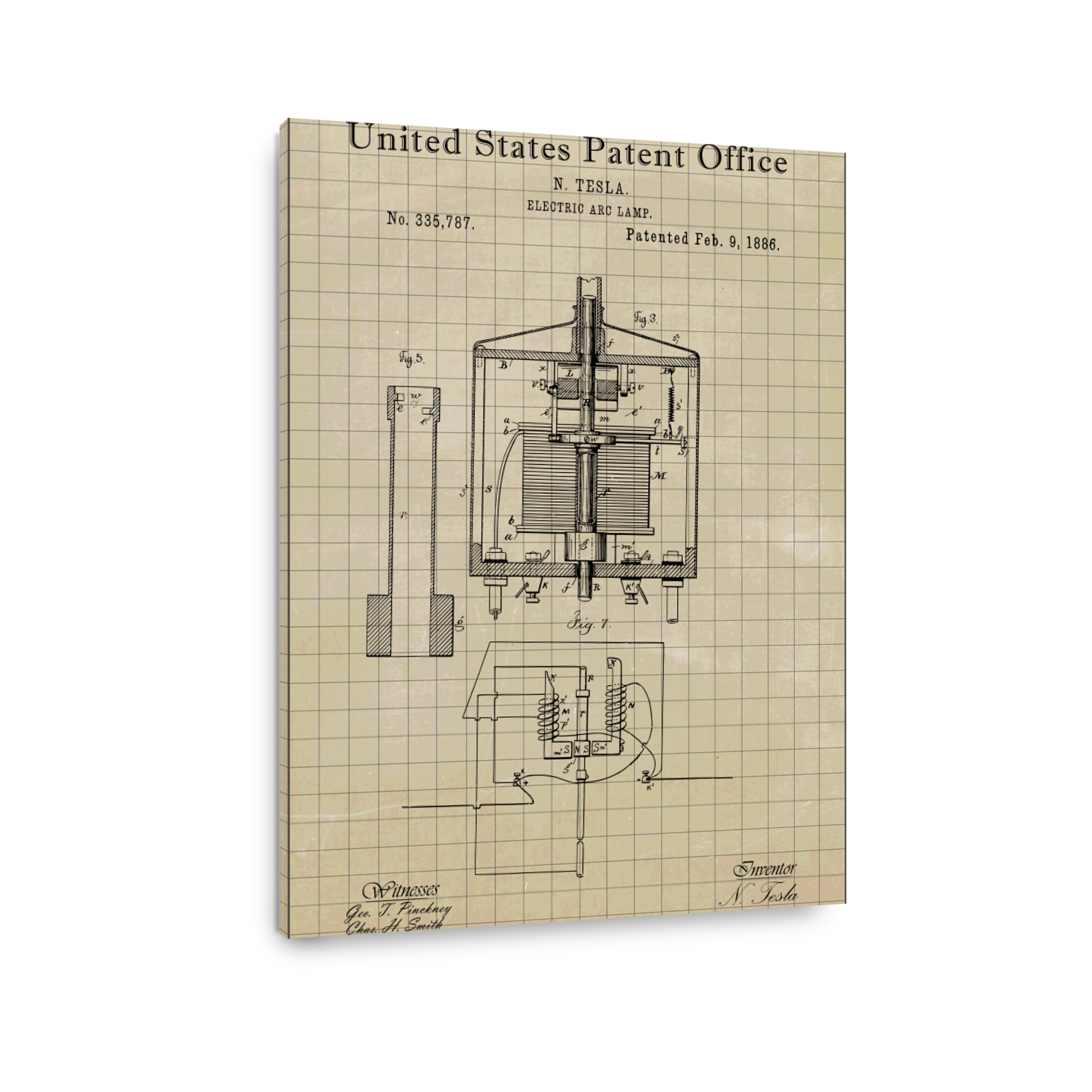 Tesla Electric Arc Lamp Patent Drawing