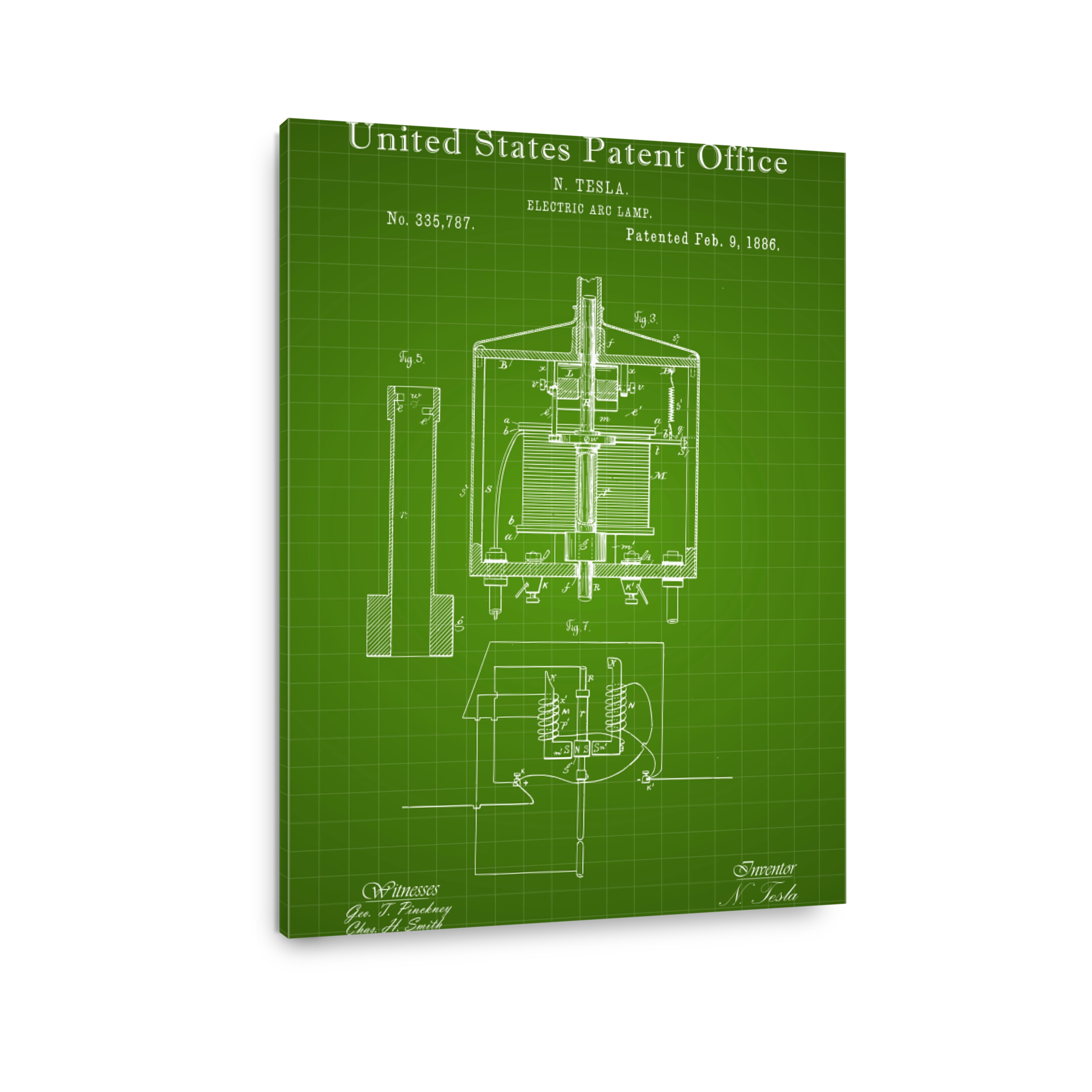 Tesla Electric Arc Lamp Patent Drawing