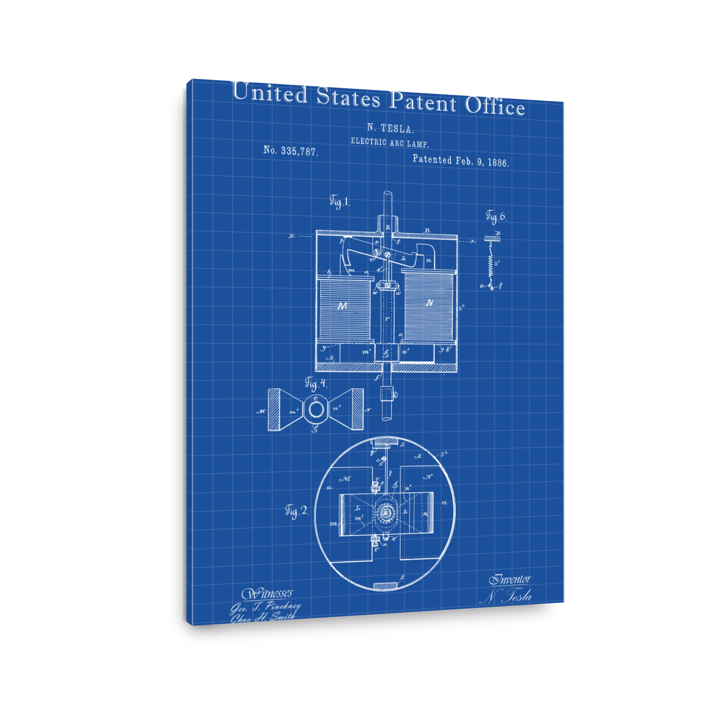 Tesla Electric Arc Lamp Patent Blueprint