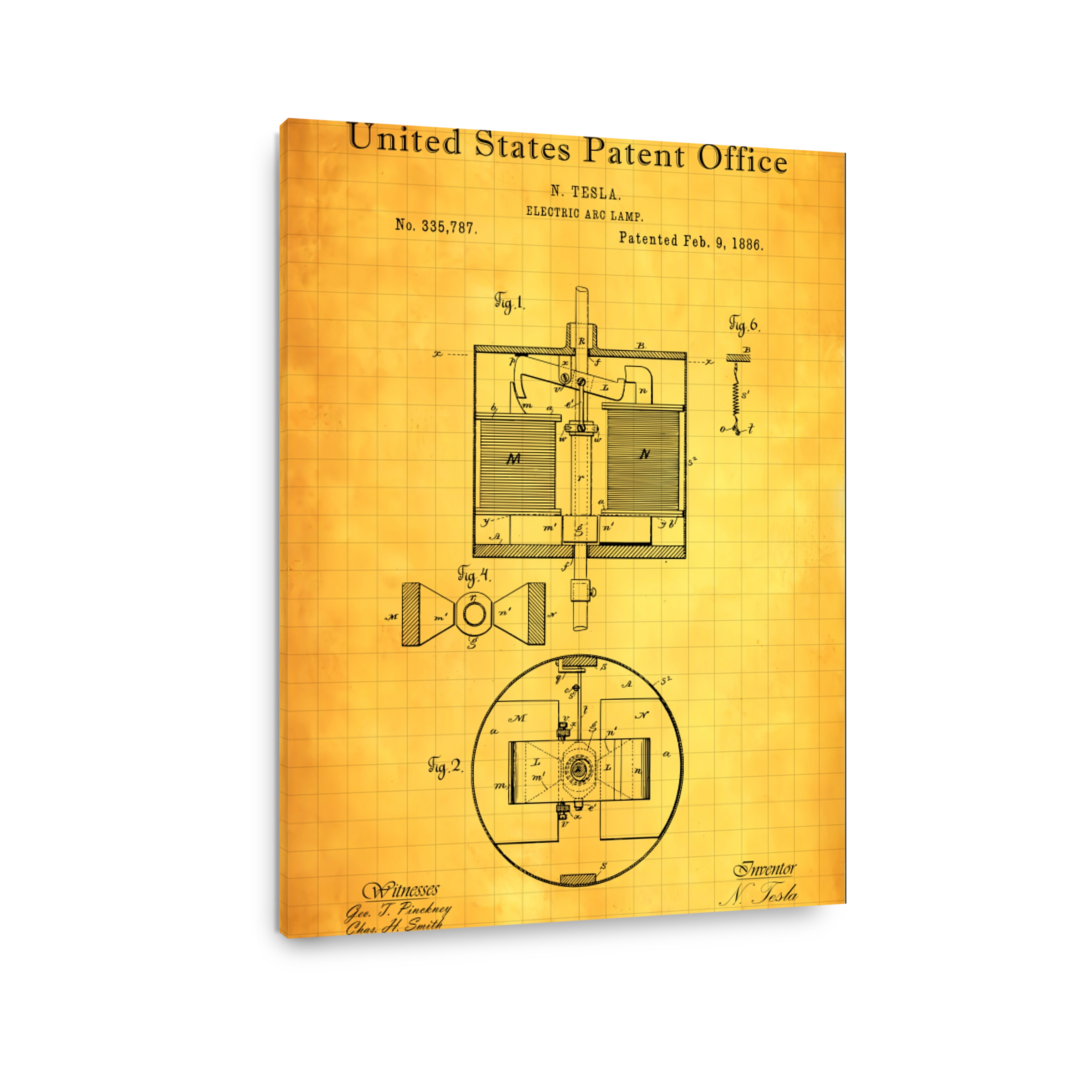 Vintage Tesla Electric Arc Lamp Patent